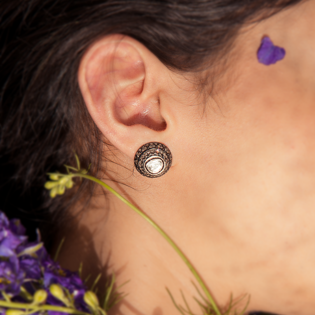 Cherry Blossom Polki Dome Earrings