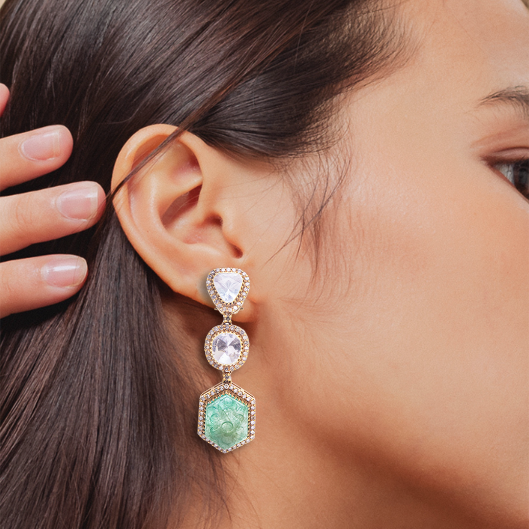 Lillian Emerald Polki Earrings