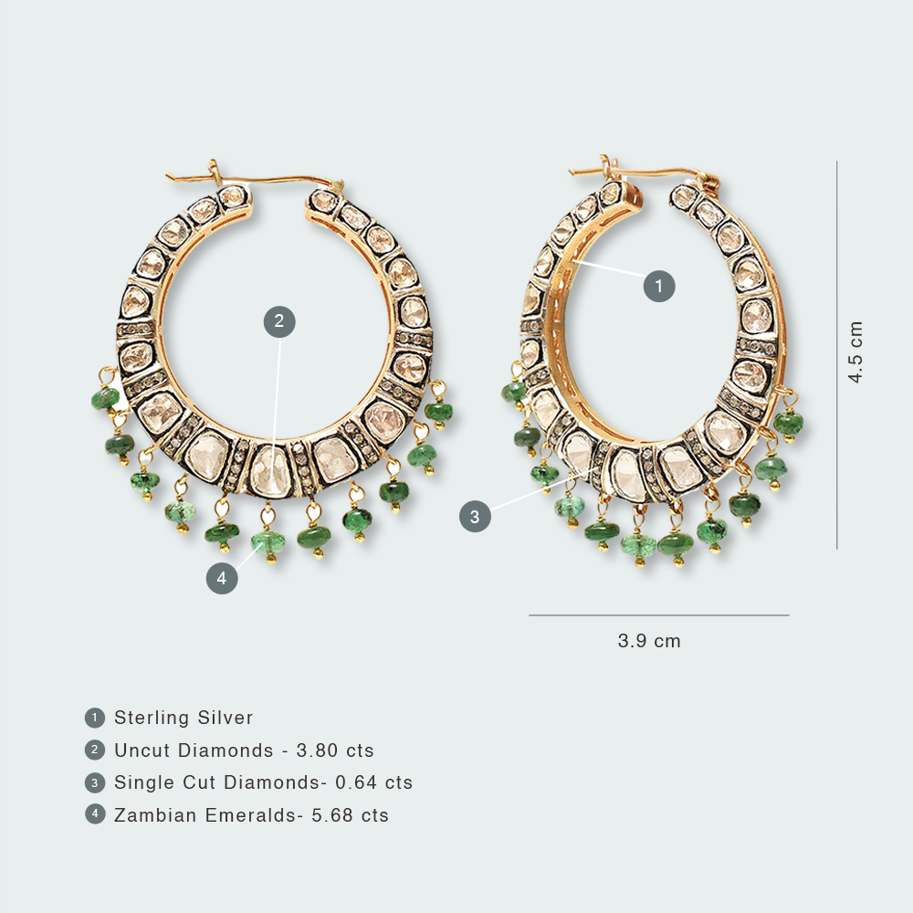 Eclipse Emerald Polki Hoops
