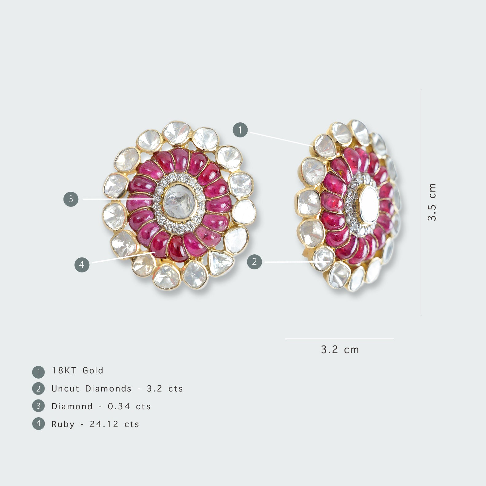 Elani Polki Ruby Earrings