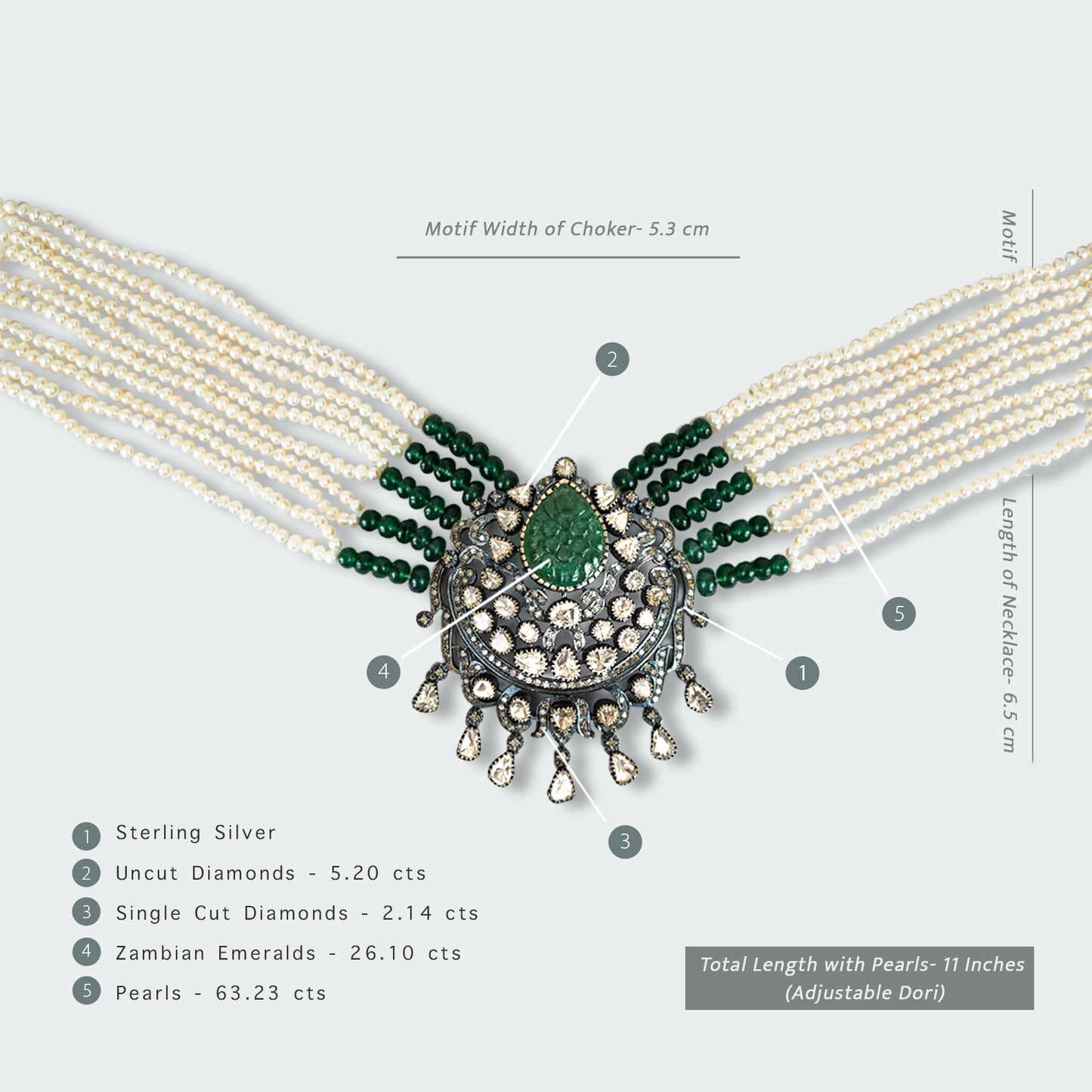 Empress Zambian Emerald and Uncut Diamond Choker