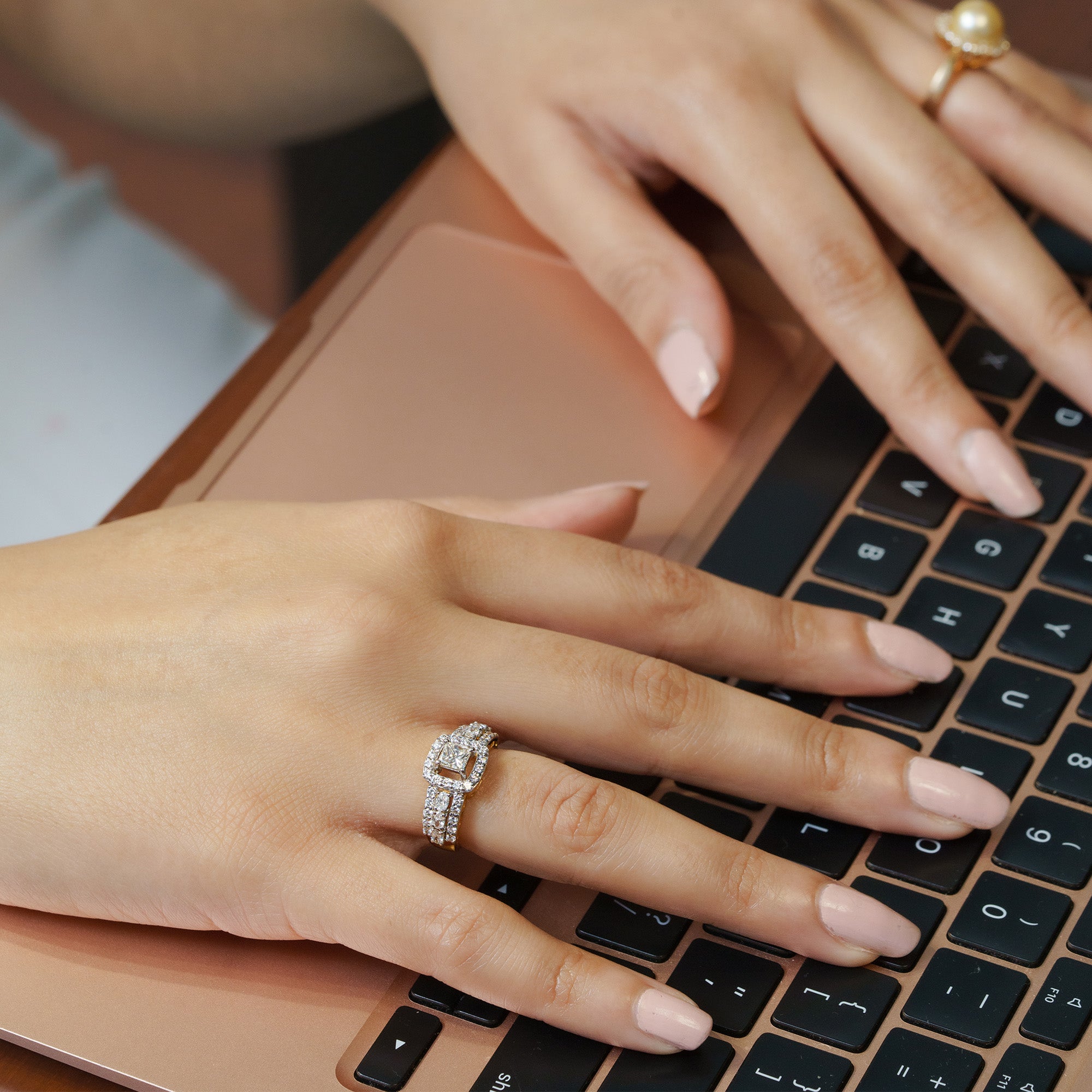 Stardust Halo Princess Cut Lab Diamond Ring