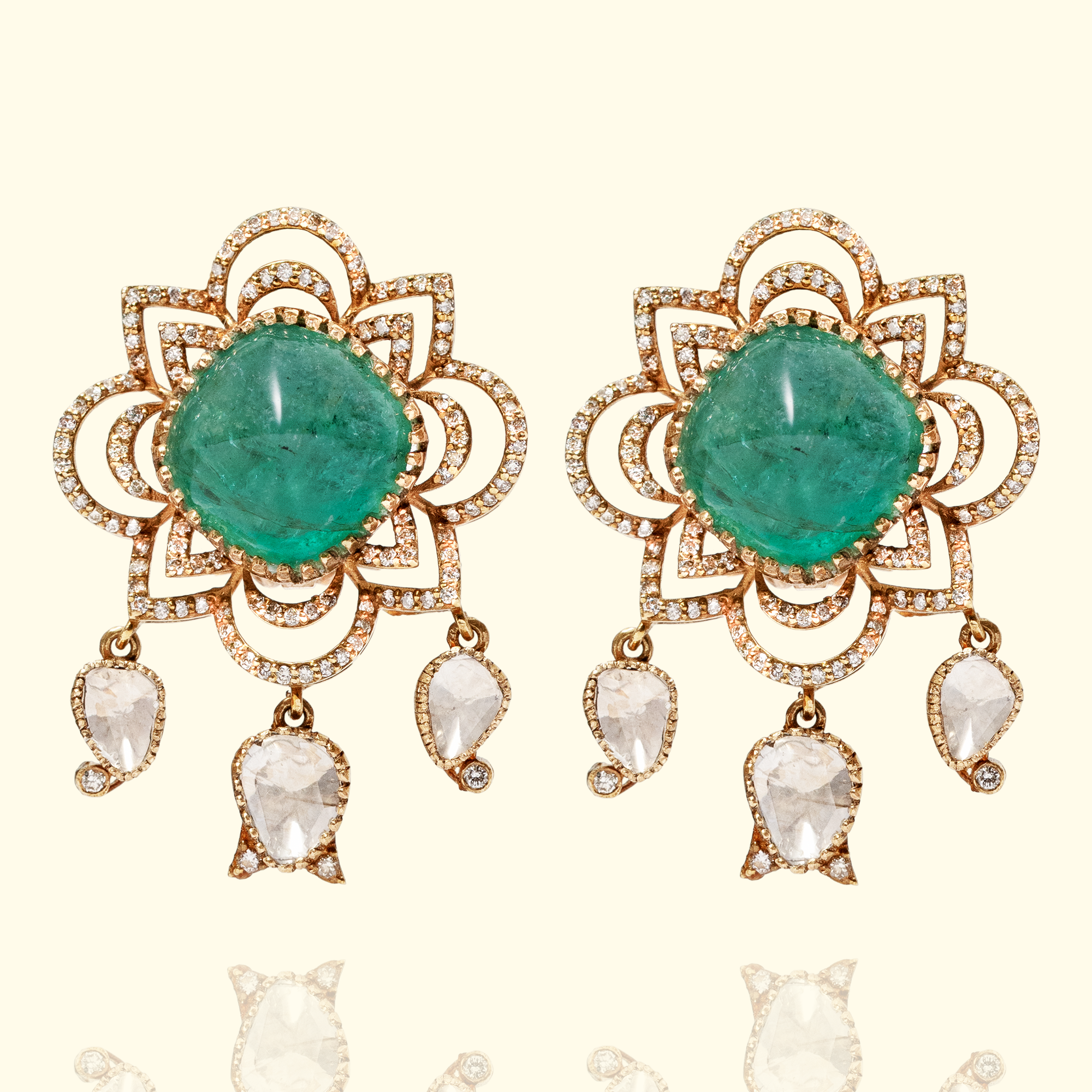 Sagarika Polki Emerald Earrings