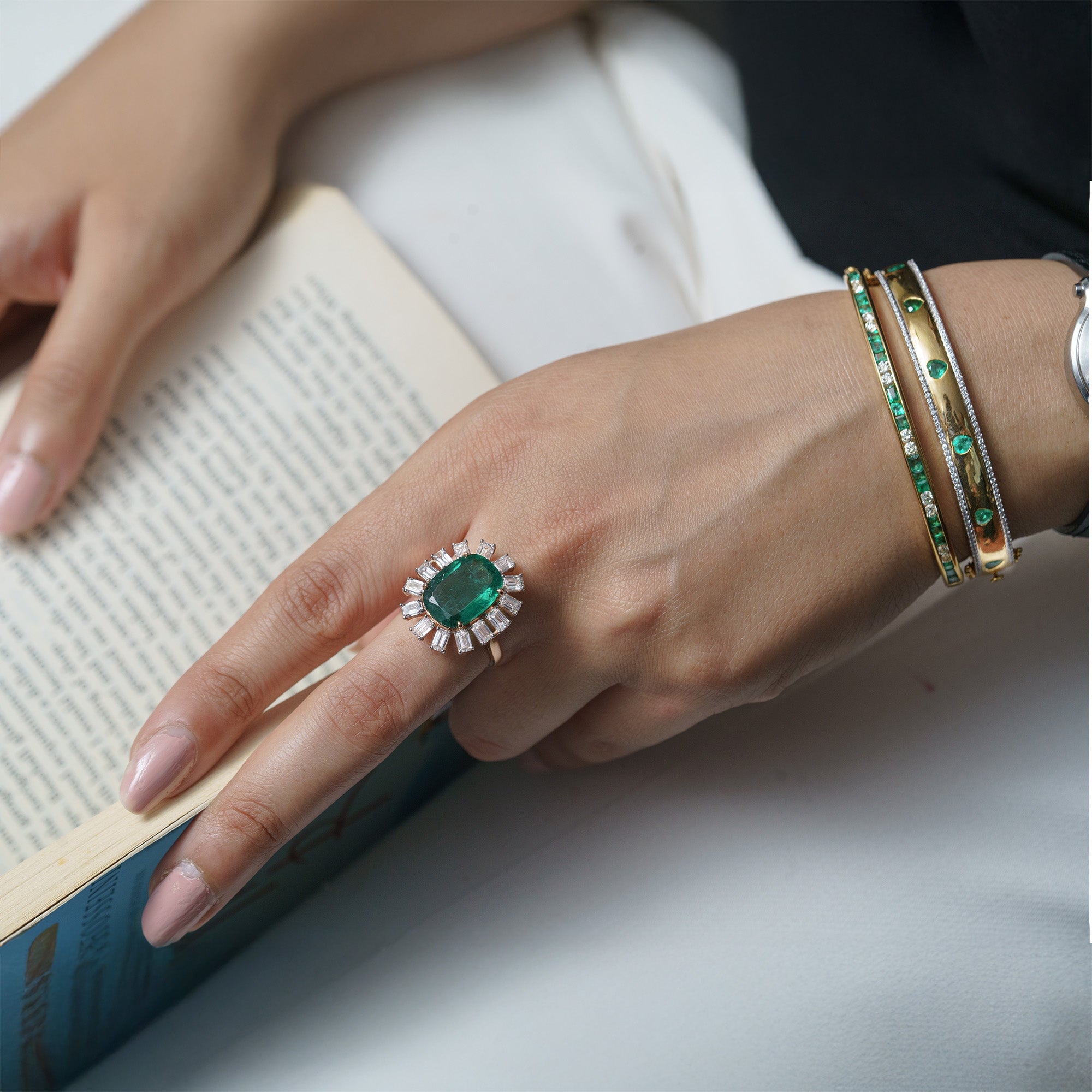 Emerald Cut Halo Lab Diamond Ring