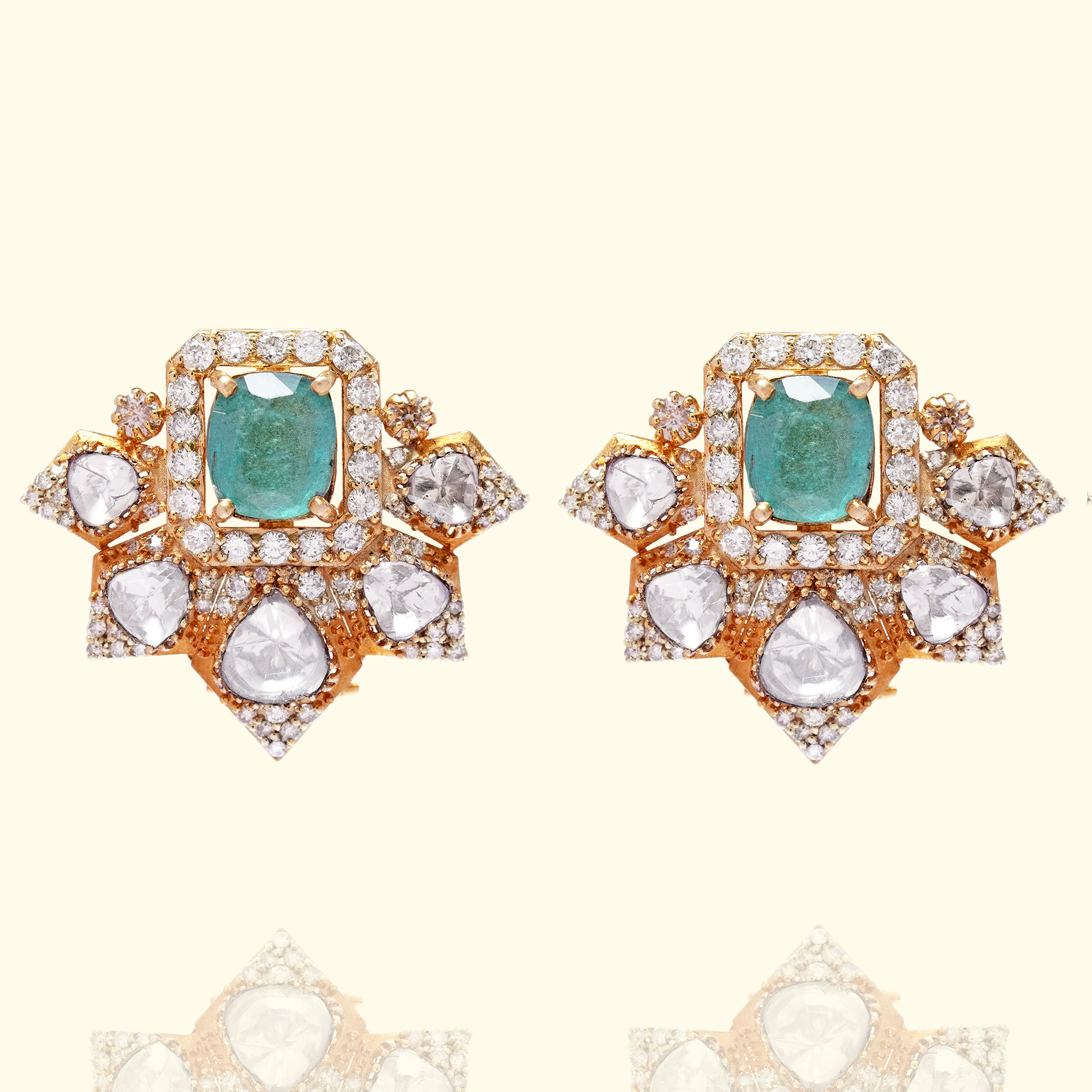 Manik Polki Emerald Earrings