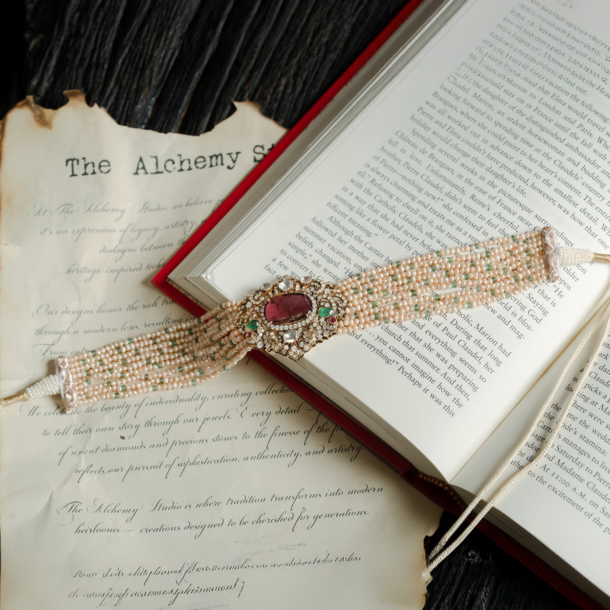 Tourmaline diamond gold choker, luxury handcrafted fine jewellery, statement choker for women