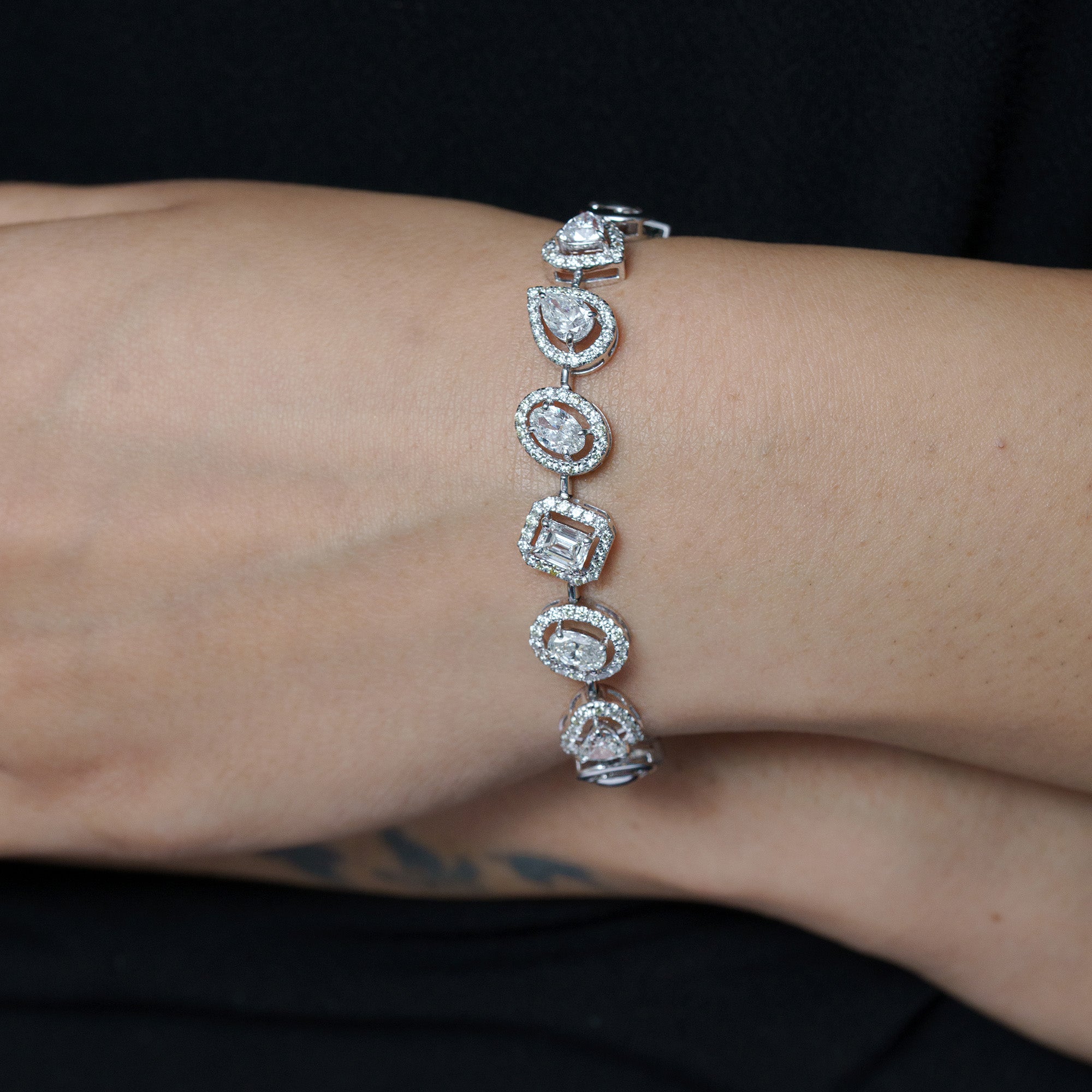 Maliah Emerald and Drop Cut Lab Diamond Bracelet