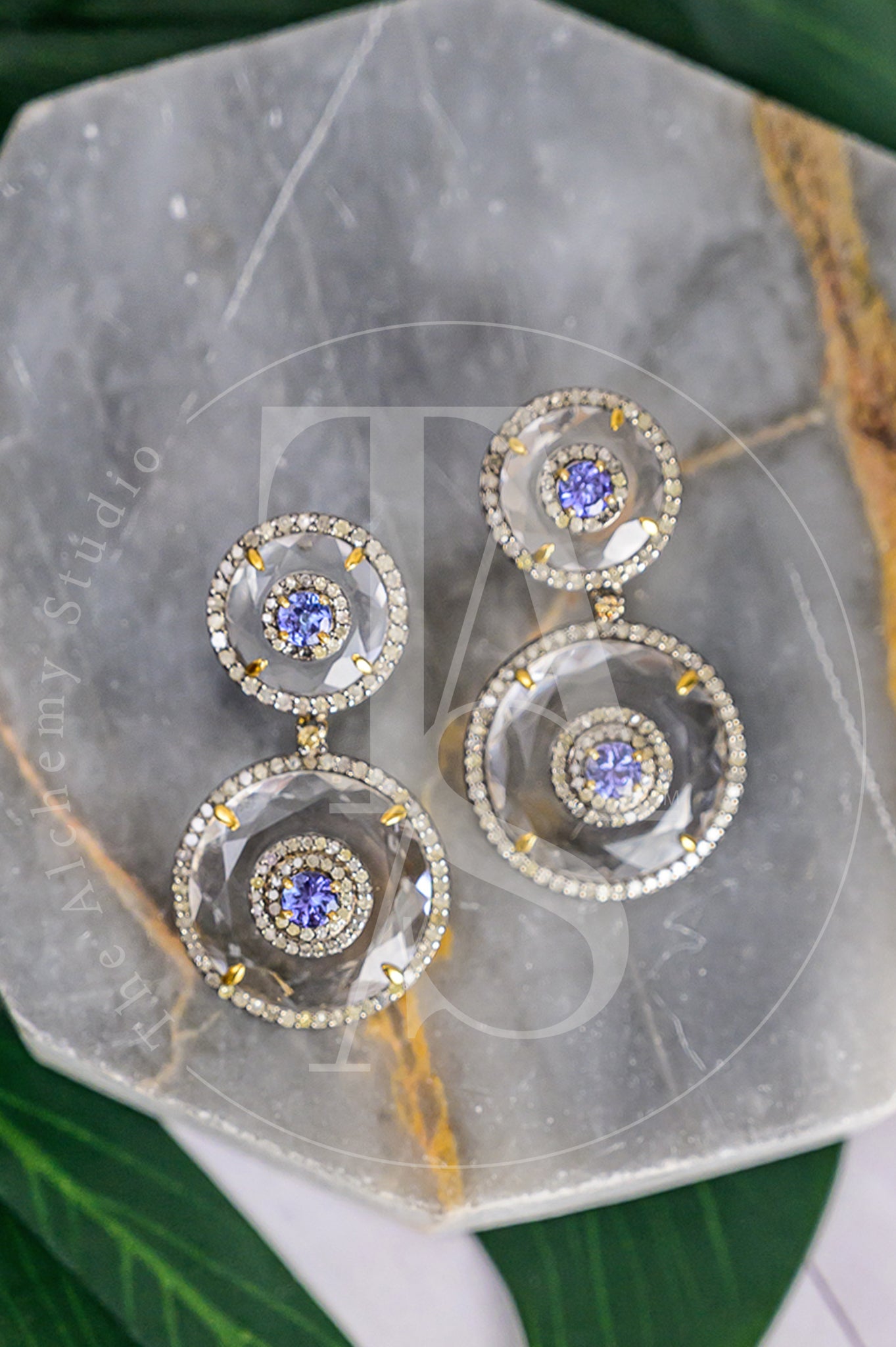 Katrin Tanzanite and Crystal Earrings