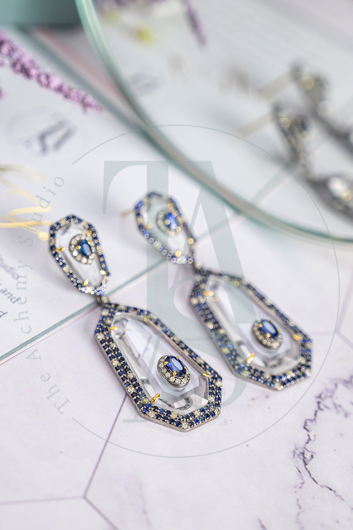 Estele Sapphire and Crystal Earrings