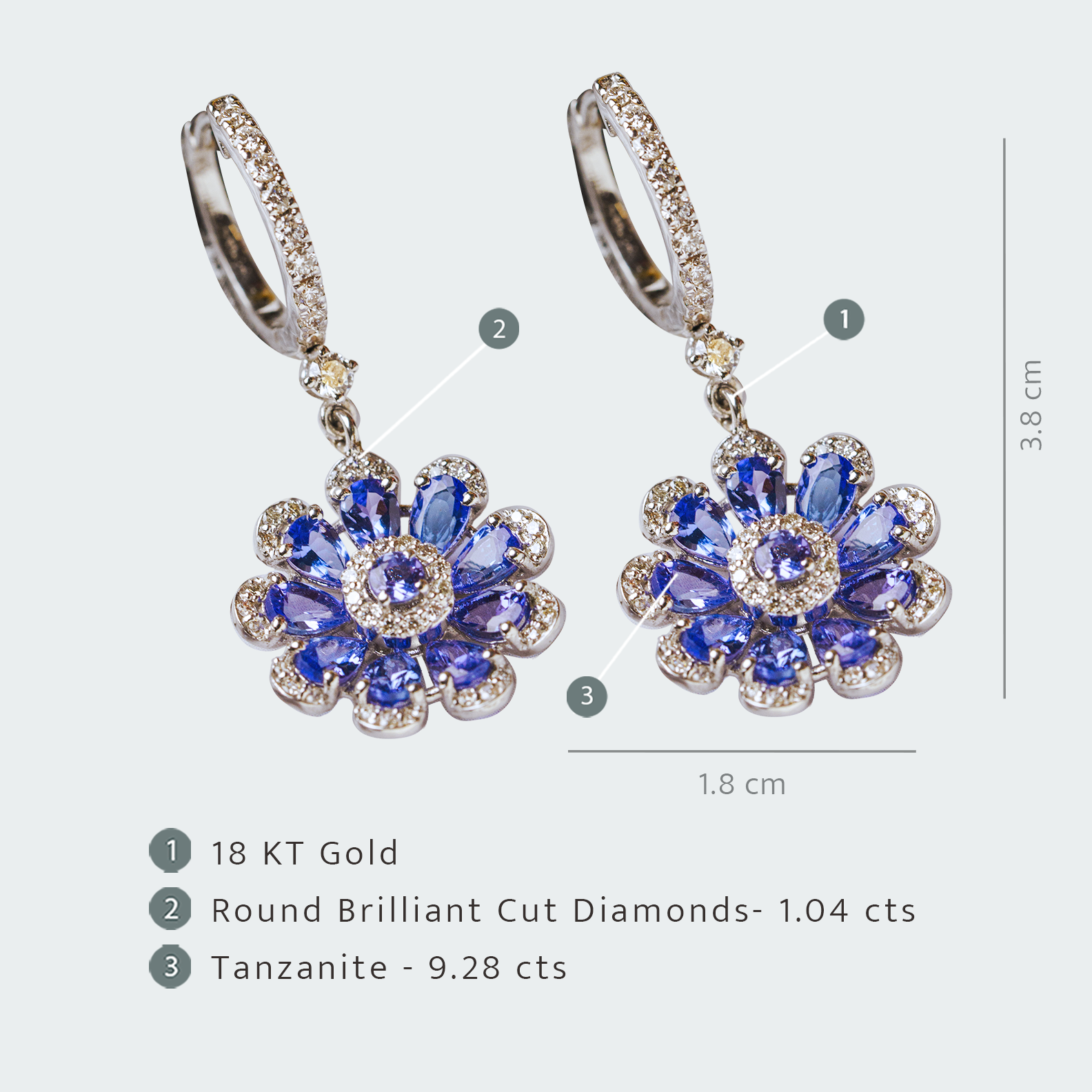 Fiora Tanzanite Diamond Hanging Earrings