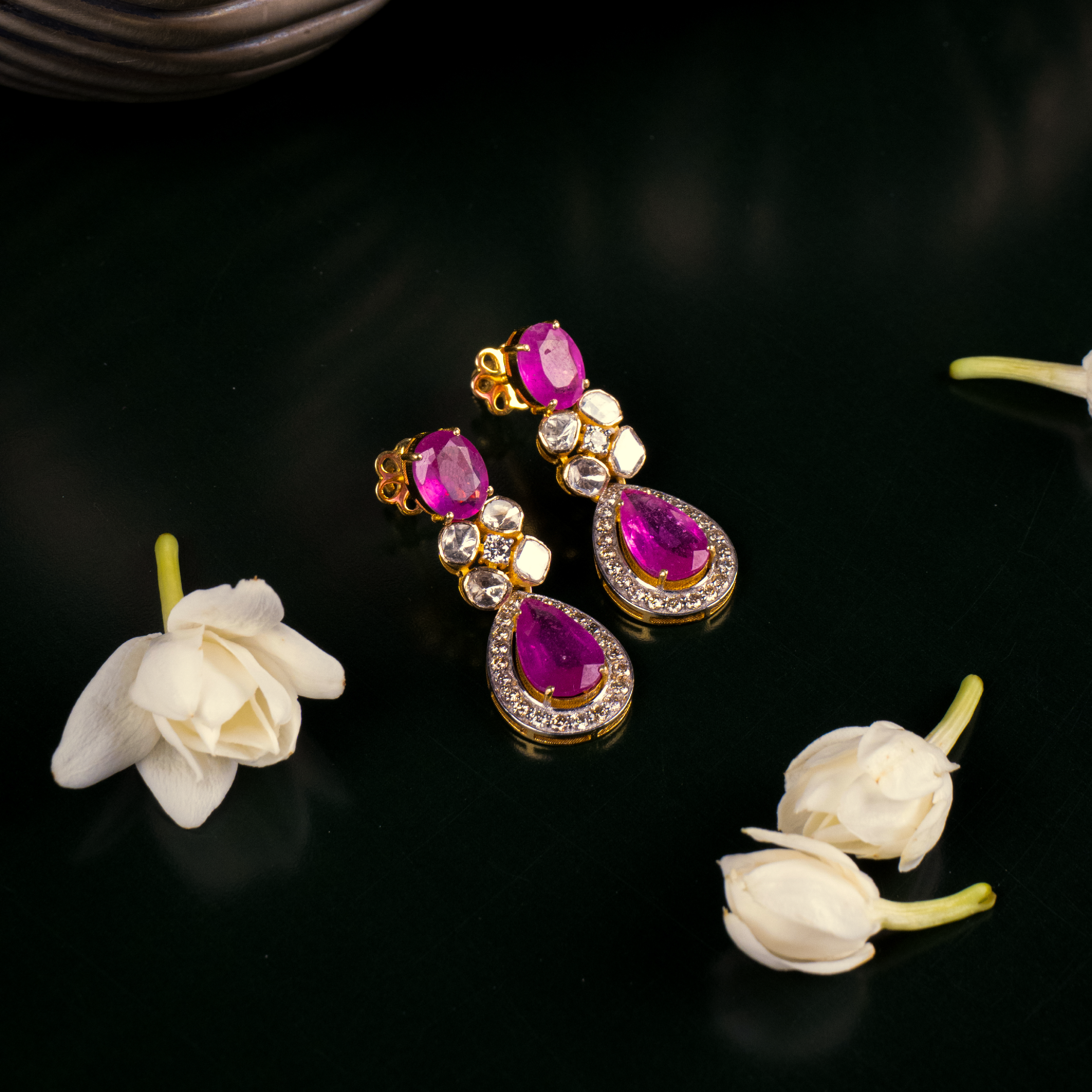 Kerani Pink Sapphire Polki Earrings