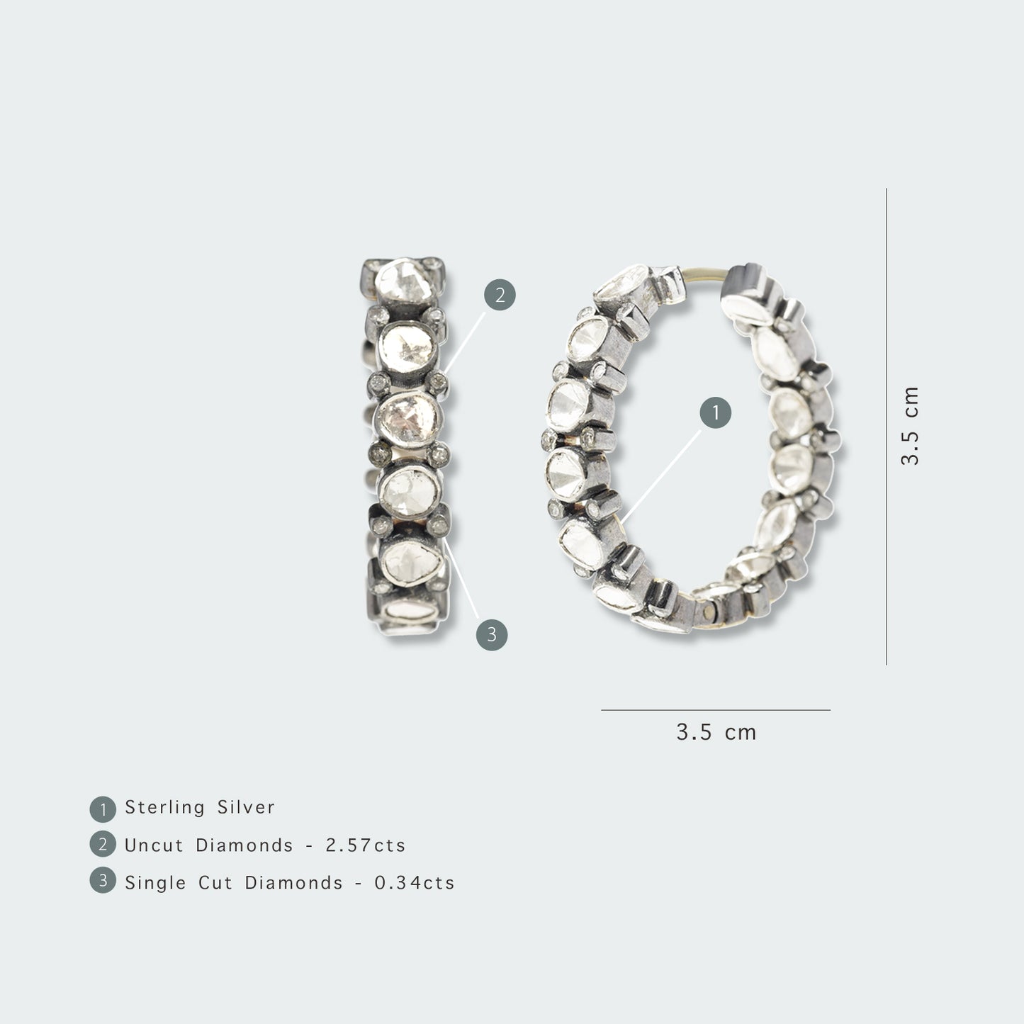 Galaxy Inside Out Scalloped Uncut Diamond Hoops