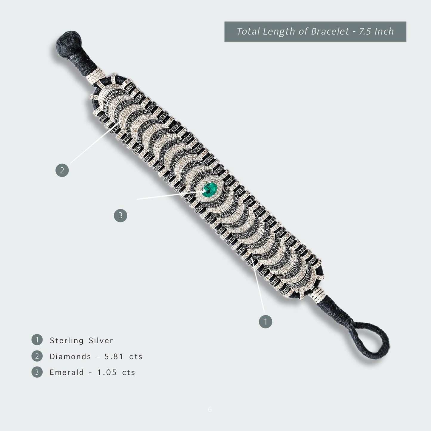 Greisy Emerald and Black Diamond Bracelet