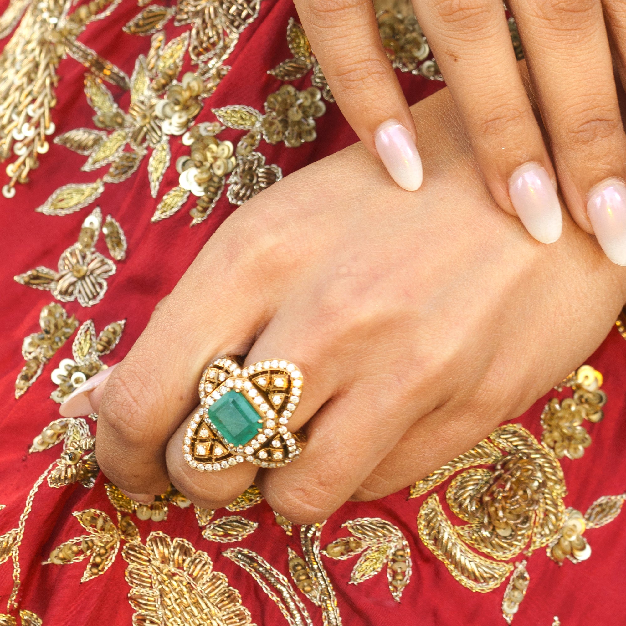 Zahira Emerald Polki Ring