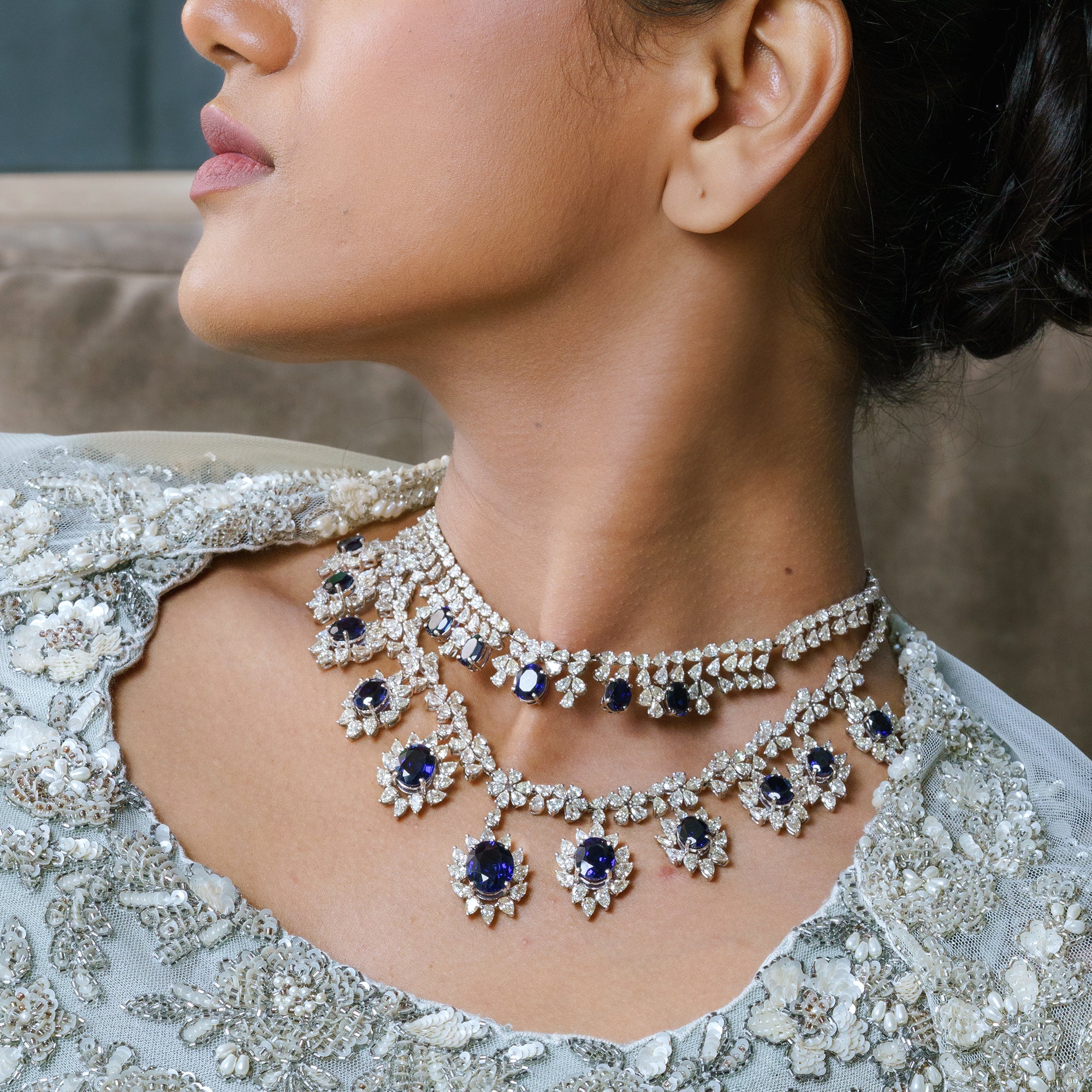 Azure Royale Sapphire Diamond Necklace