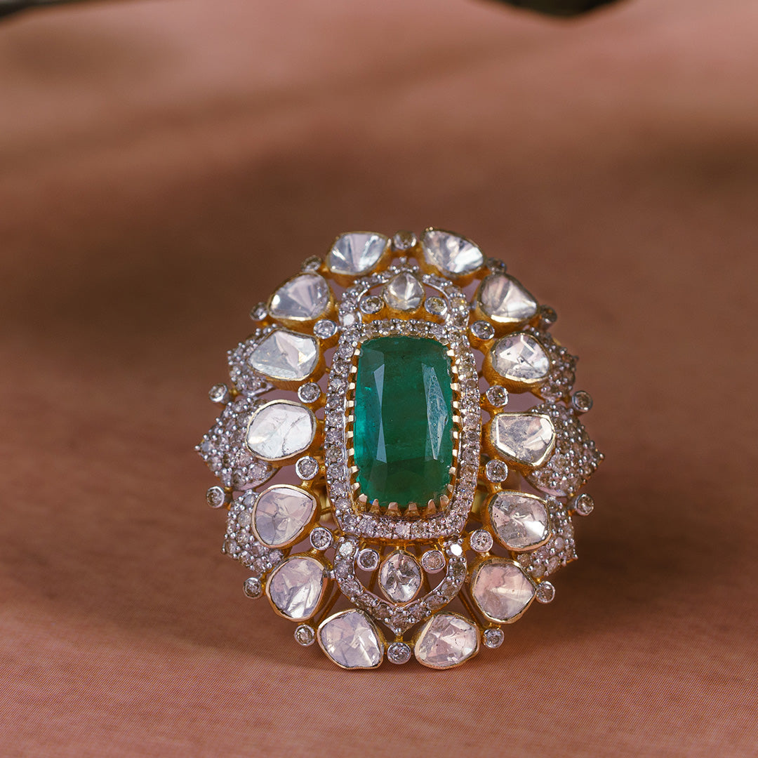 Indriya Emerald Polki Ring