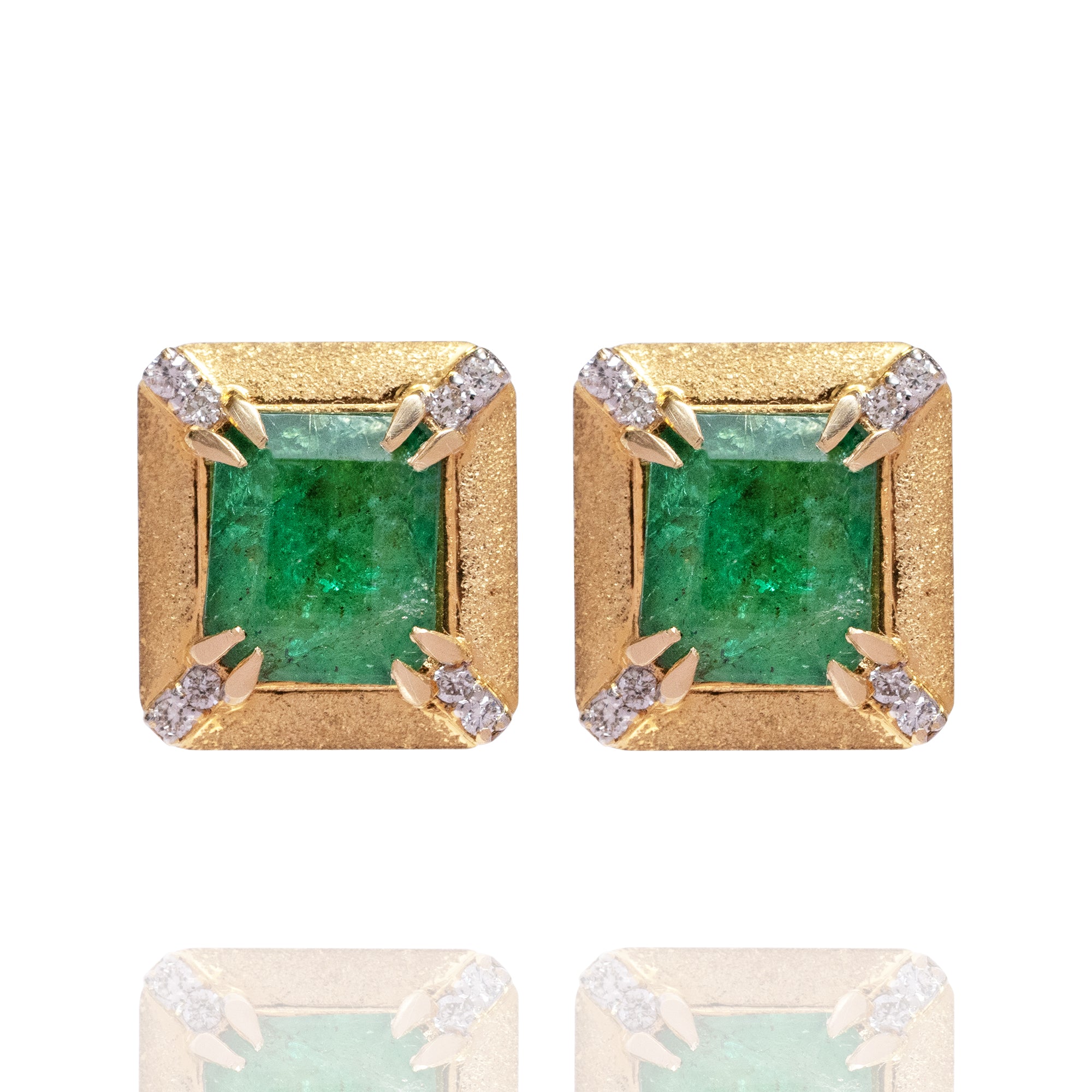 Zinnia Emerald and Diamond Earrings