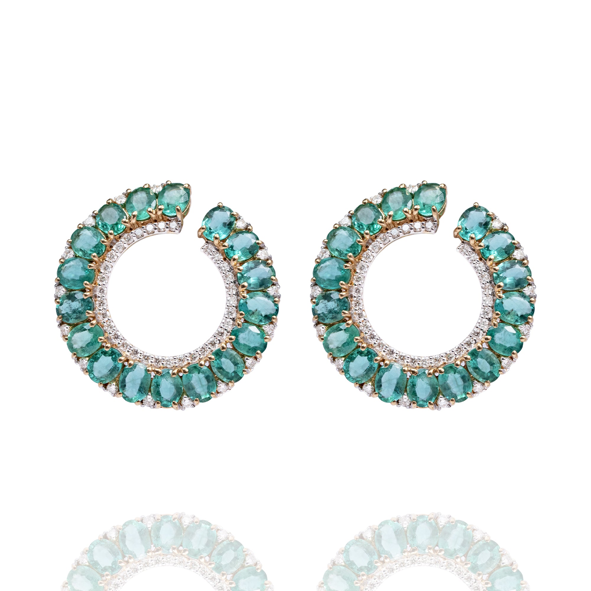 Zoe Emerald and Diamond Hoops