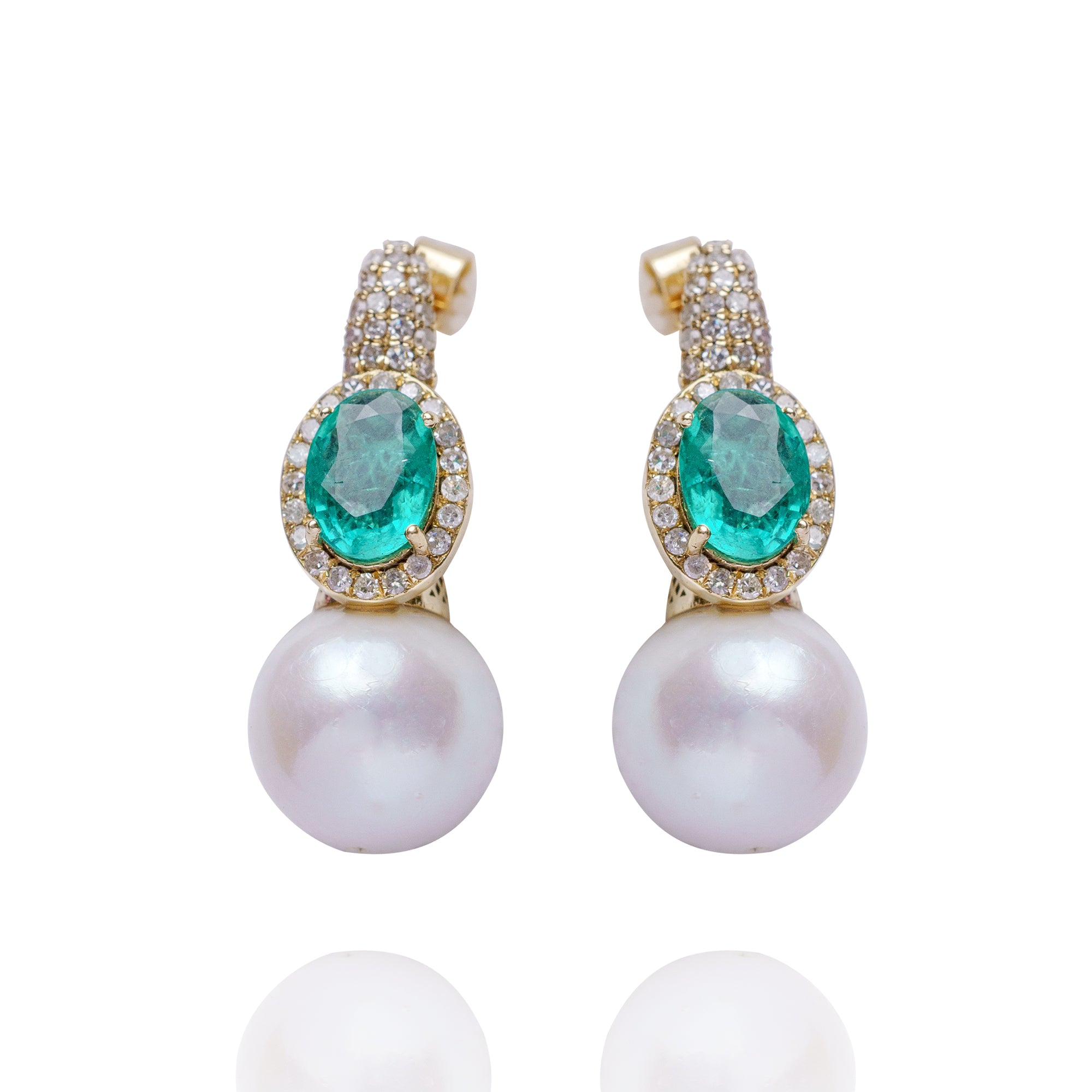Nova Semplice Emerald Diamond Earrings