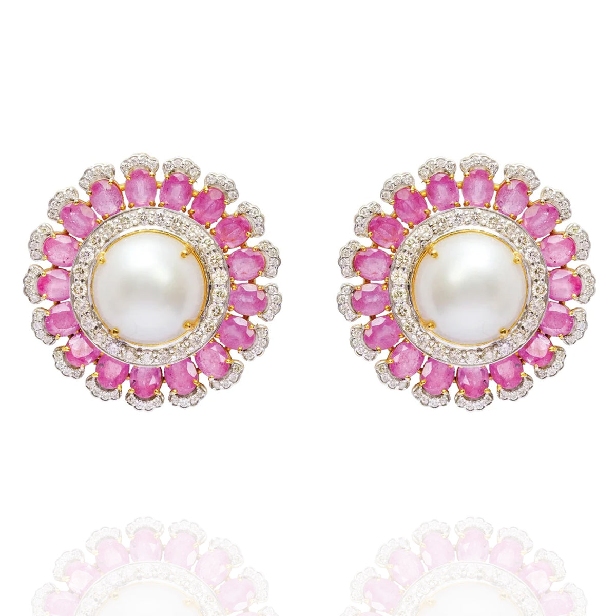 Ivory Petals Pink Sapphire Detachable Earrings