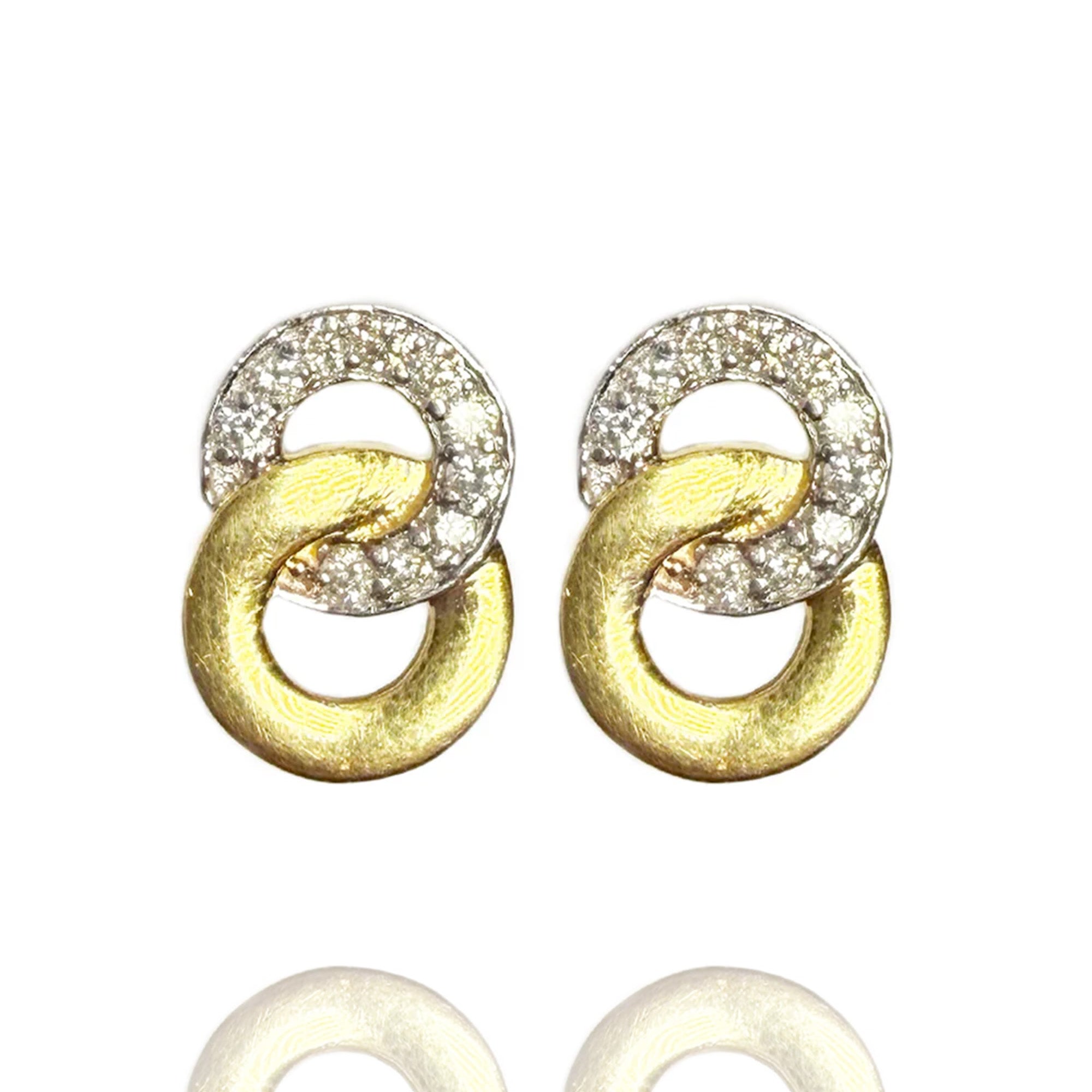Diamond gold earrings, luxury handcrafted fine jewellery, minimal elegant statement earrings