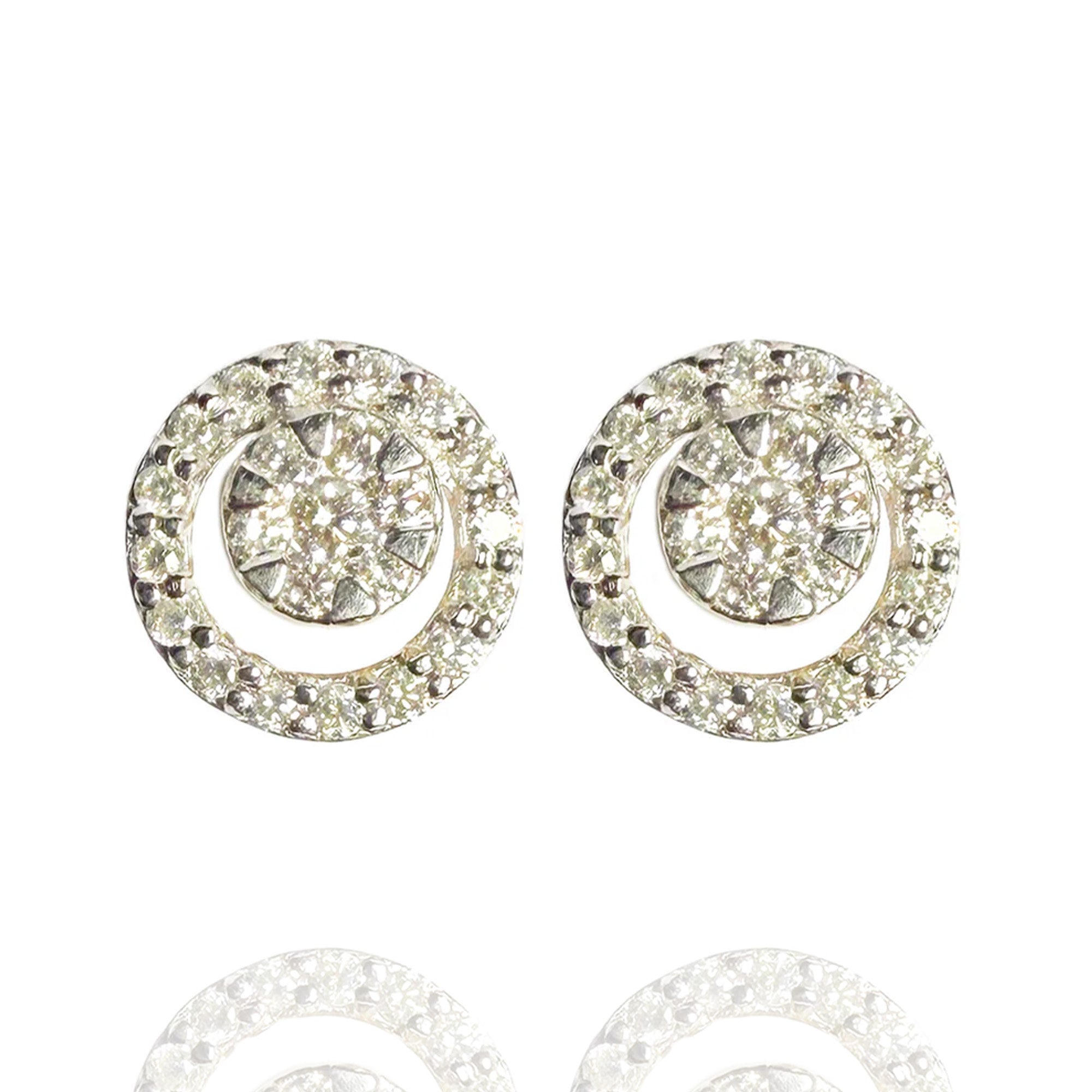 Diamond gold earrings, luxury handcrafted fine jewellery, minimal elegant statement earrings