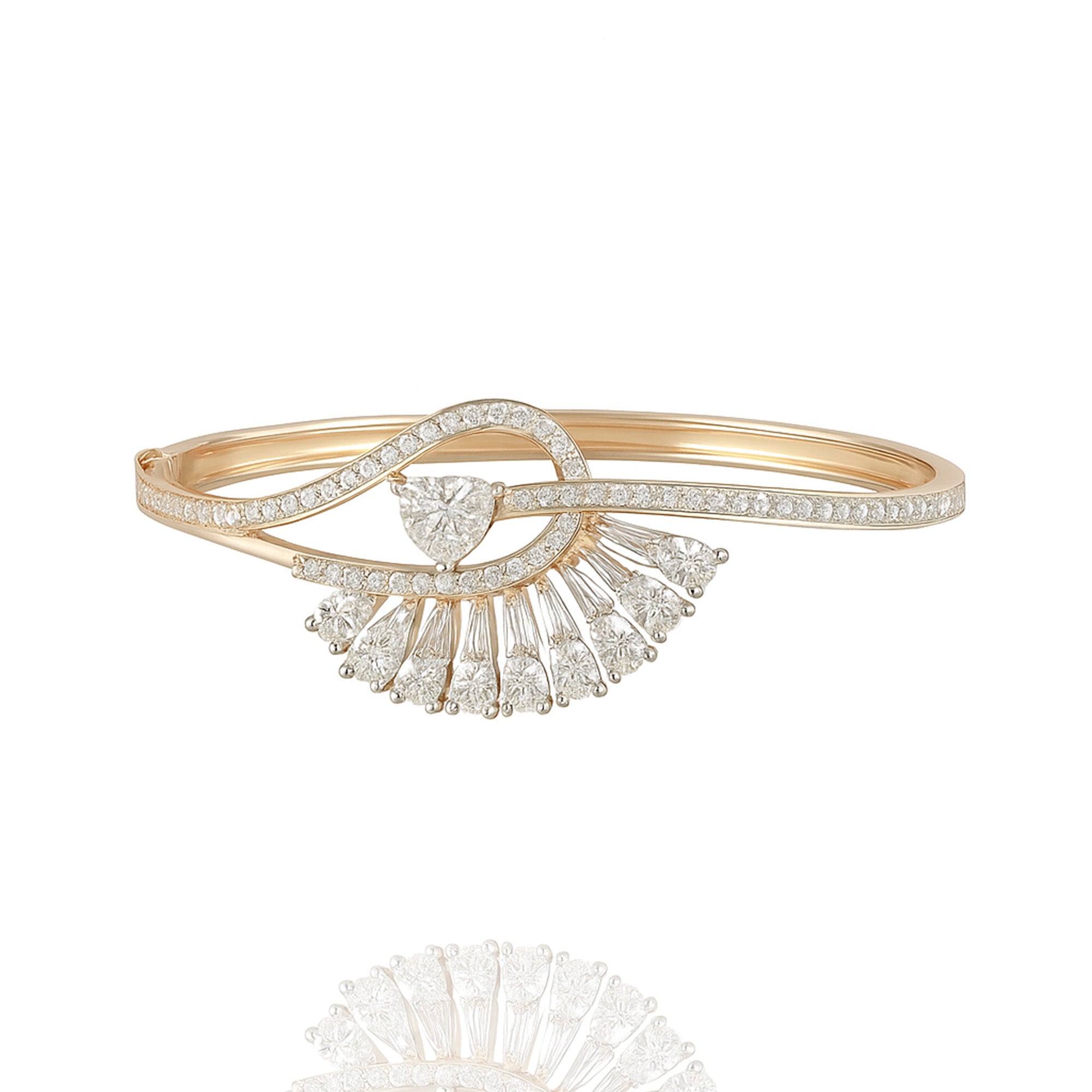 Diamond gold bangle, handcrafted fine jewellery, luxury minimal bracelet for women in India