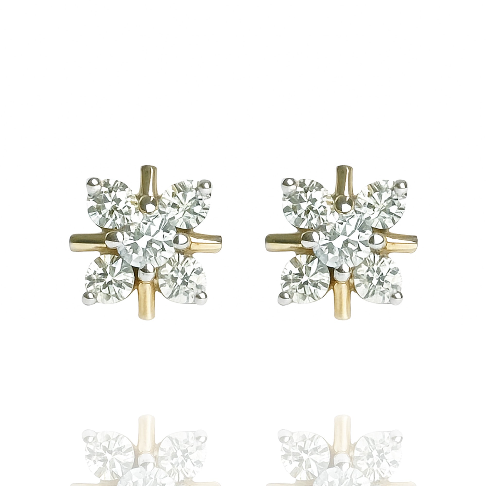 Diamond gold earrings, handcrafted luxury fine jewellery, minimal statement earrings for women