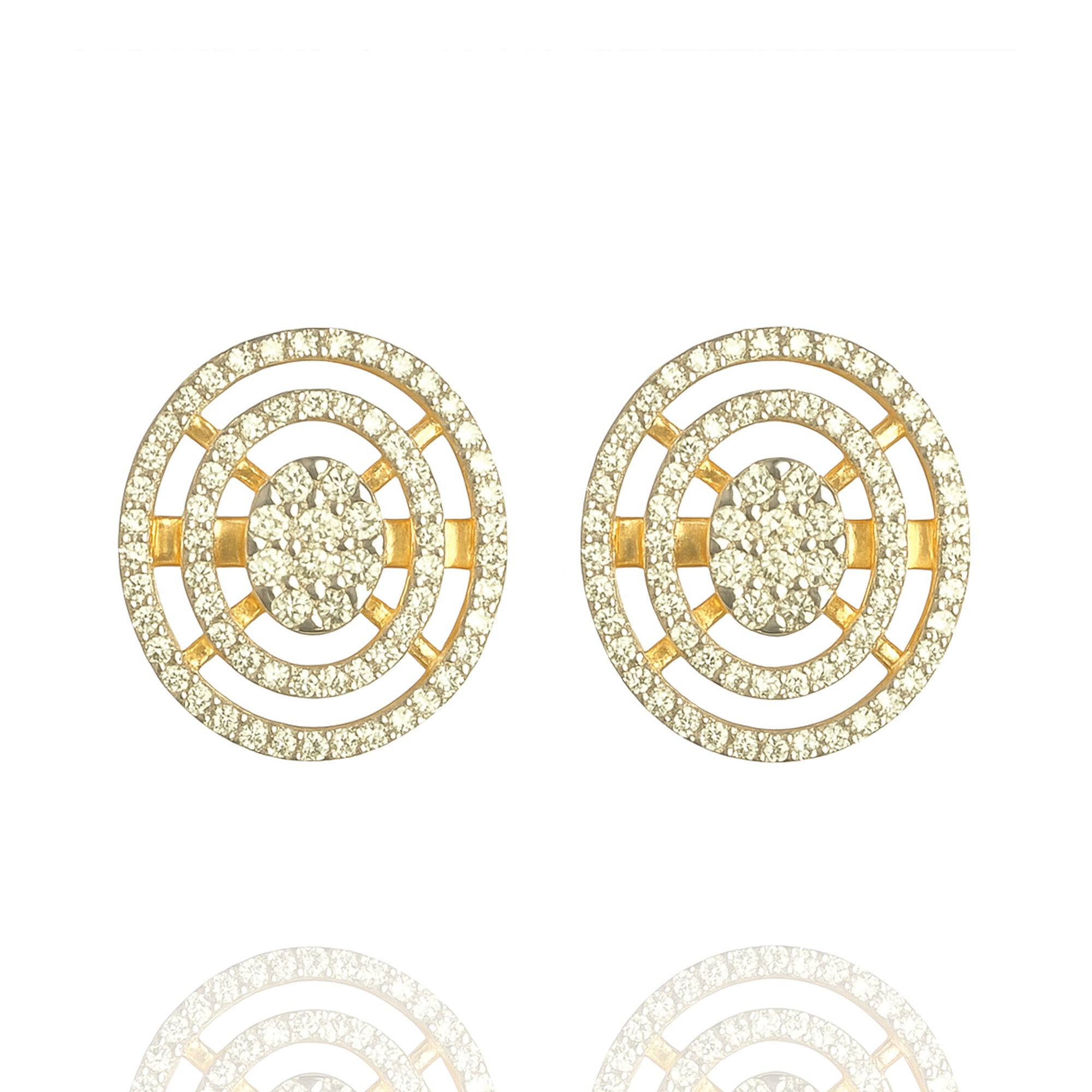 Dual diamond gold earrings, luxury handcrafted fine jewellery, minimal statement earrings for women