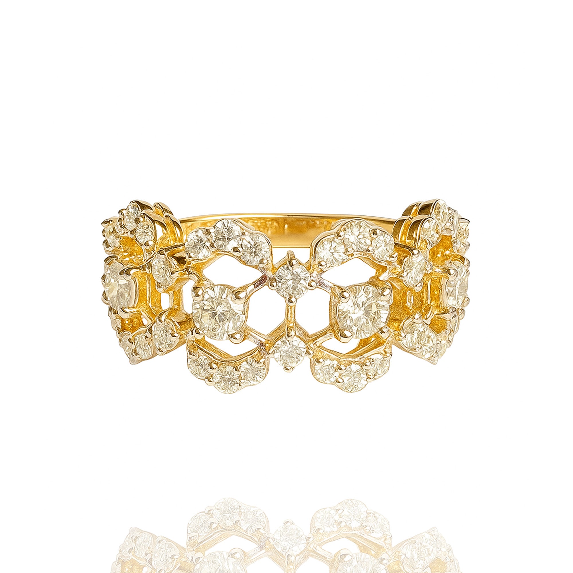 Diamond gold ring, luxury handcrafted fine jewellery, statement ring