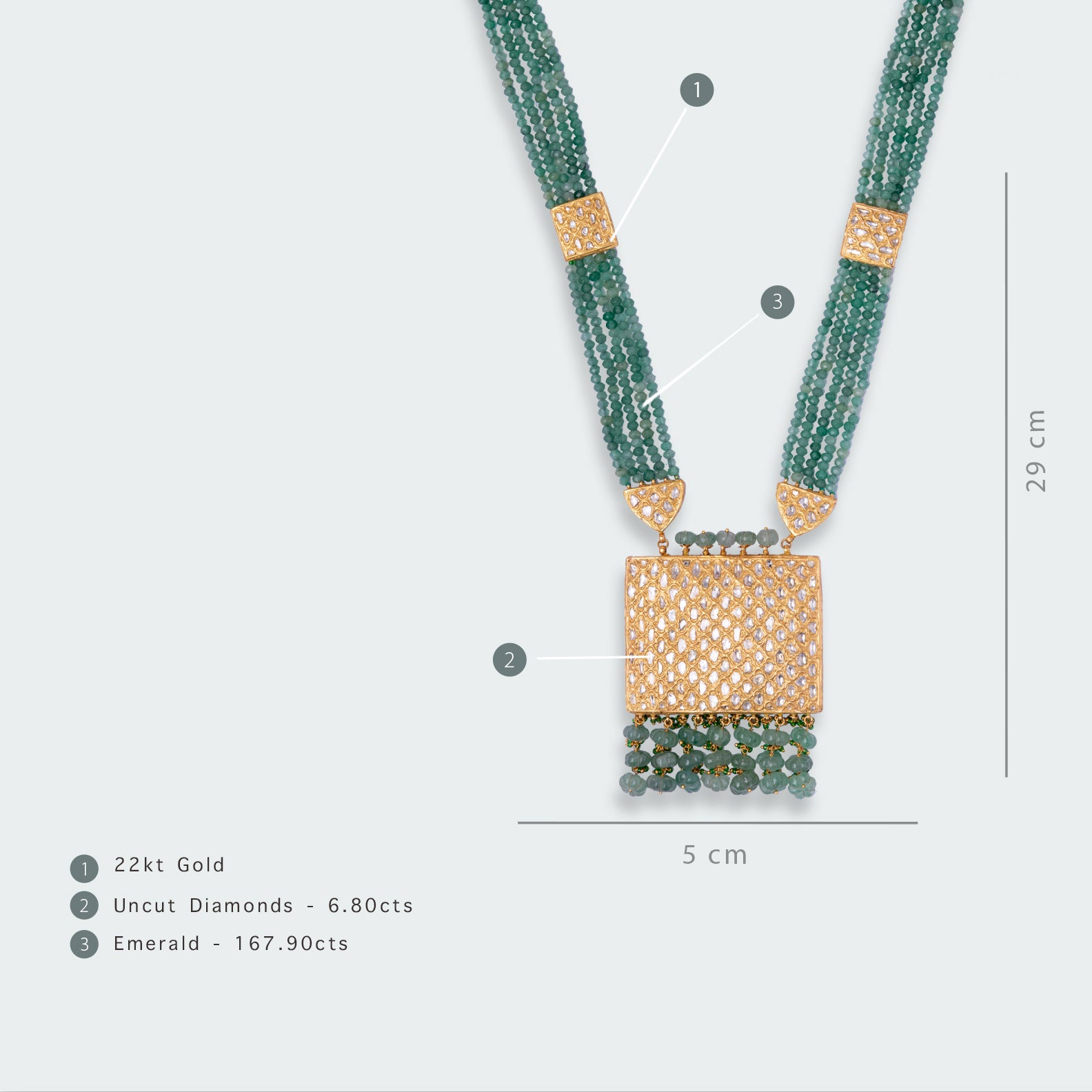Jasmina Emerald Polki Pendant
