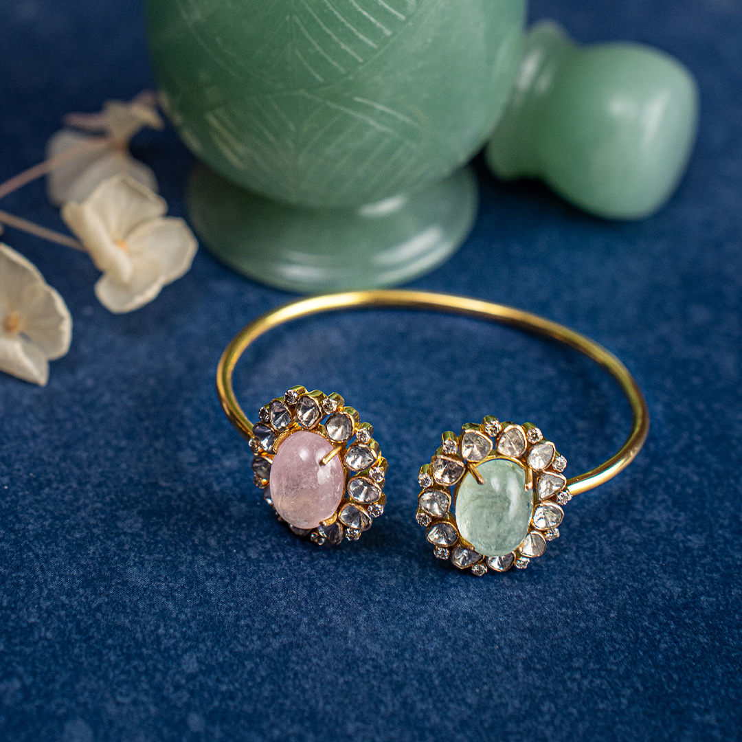 Jeahh Russian Emerald Morganite Polki Cuff