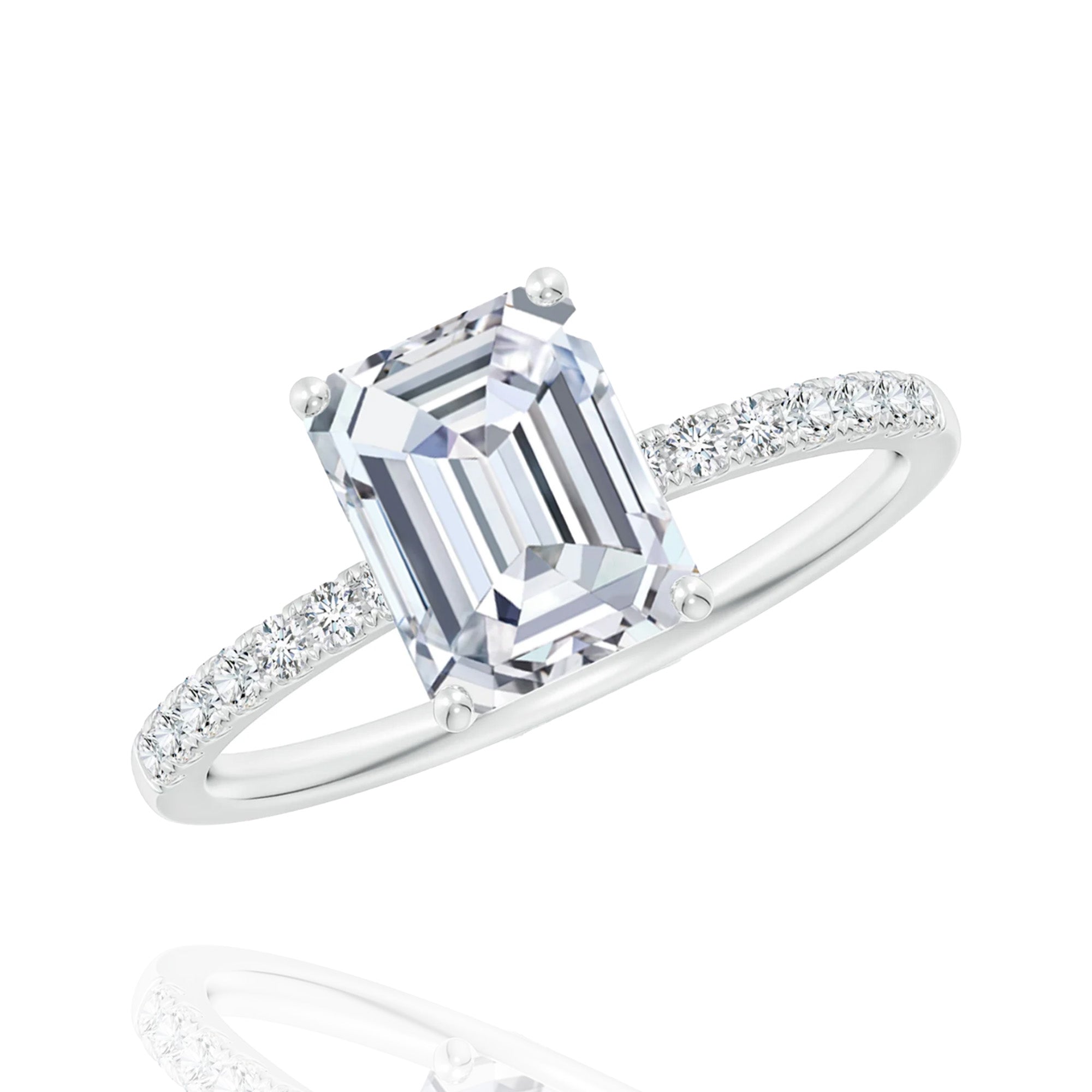classic emerald lab grown solitaire ring