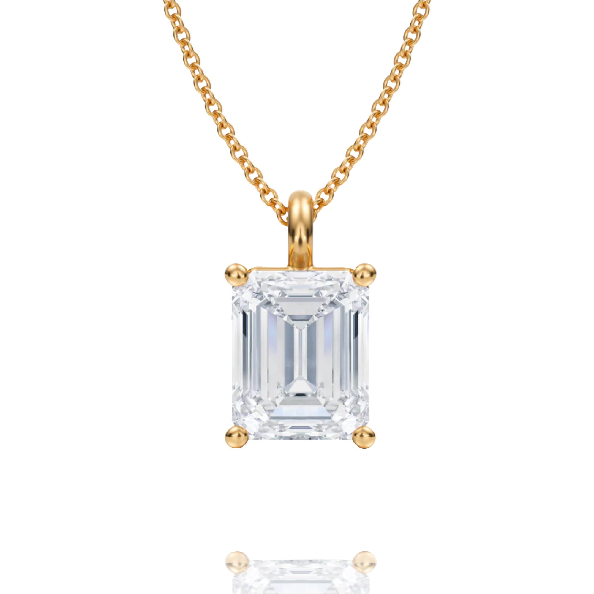 classic emerald lab grown solitaire pendant