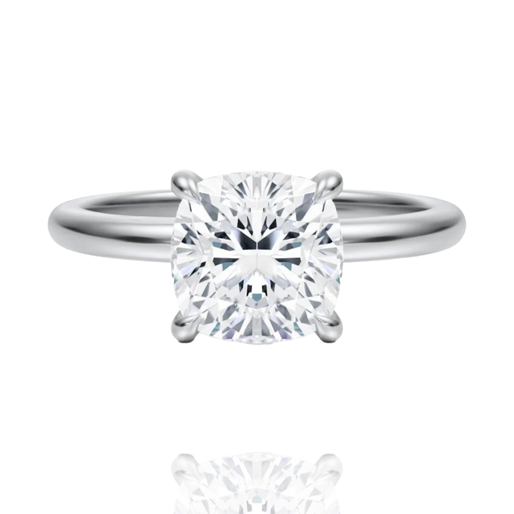 classic cushion lab grown solitaire ring