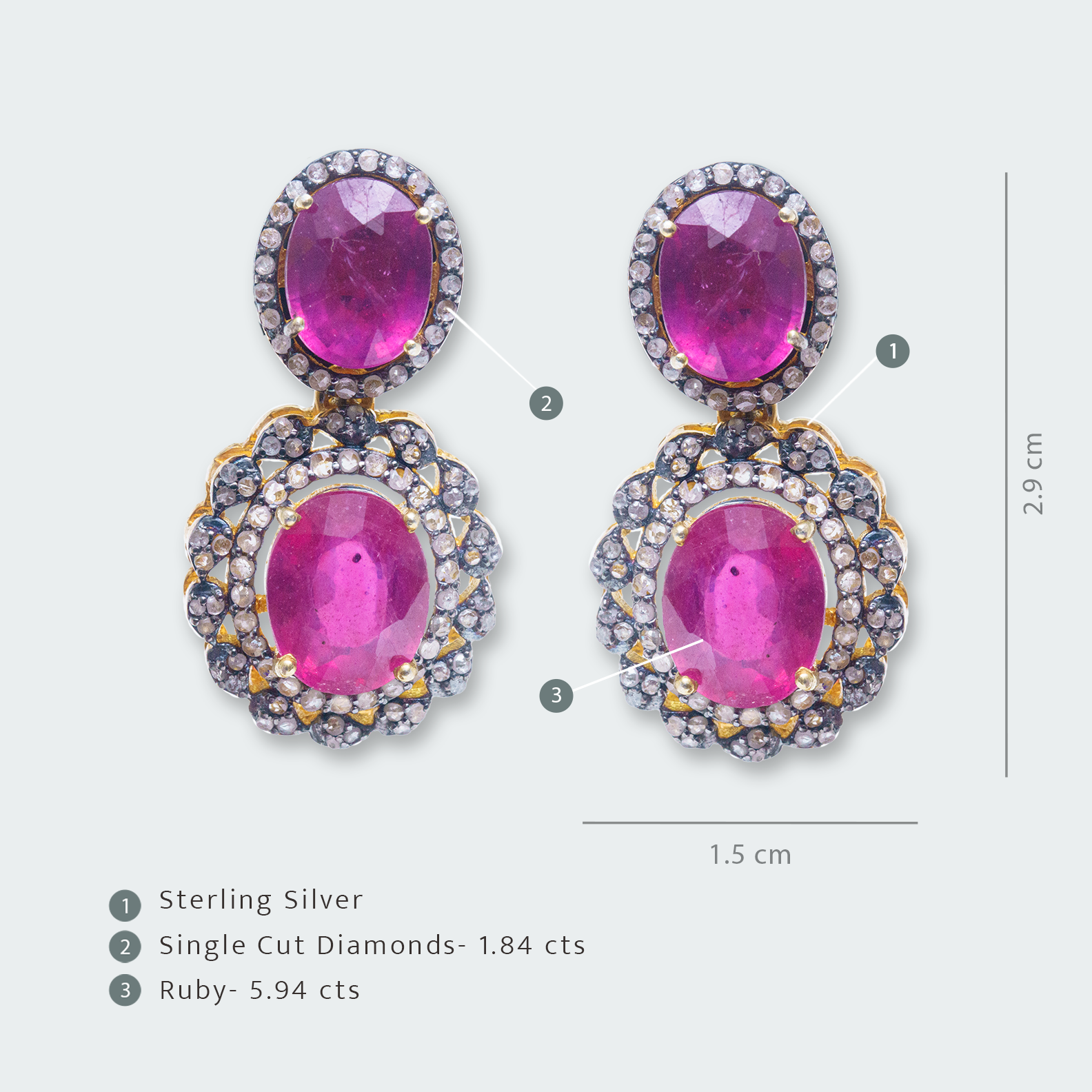 Lalota Ruby Diamond Earrings