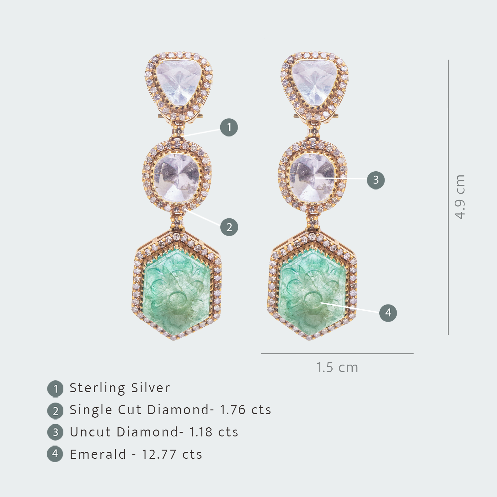 Lillian Emerald Polki Earrings
