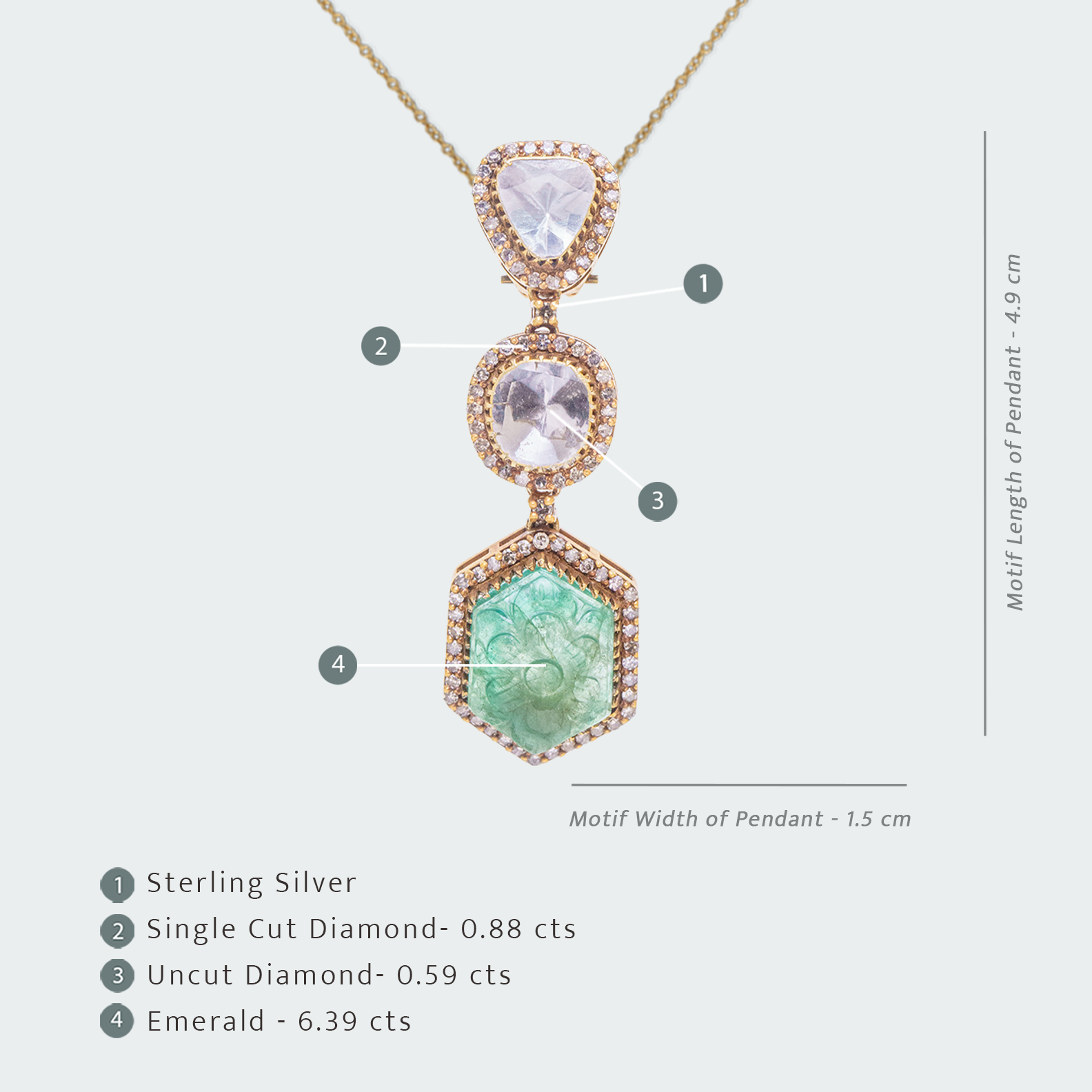 Lillian Emerald Polki Pendant