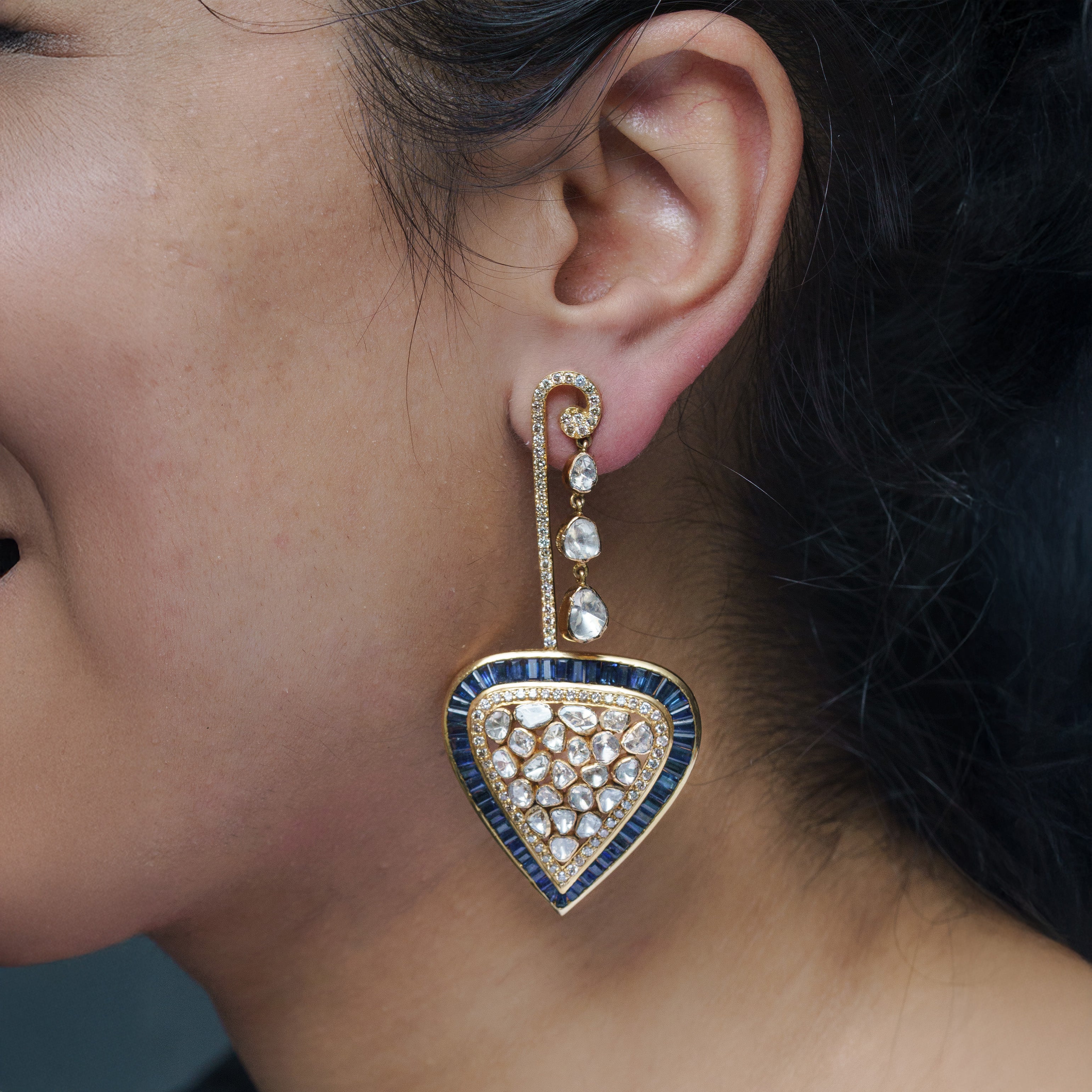 Scarlet drop gold polki earrings