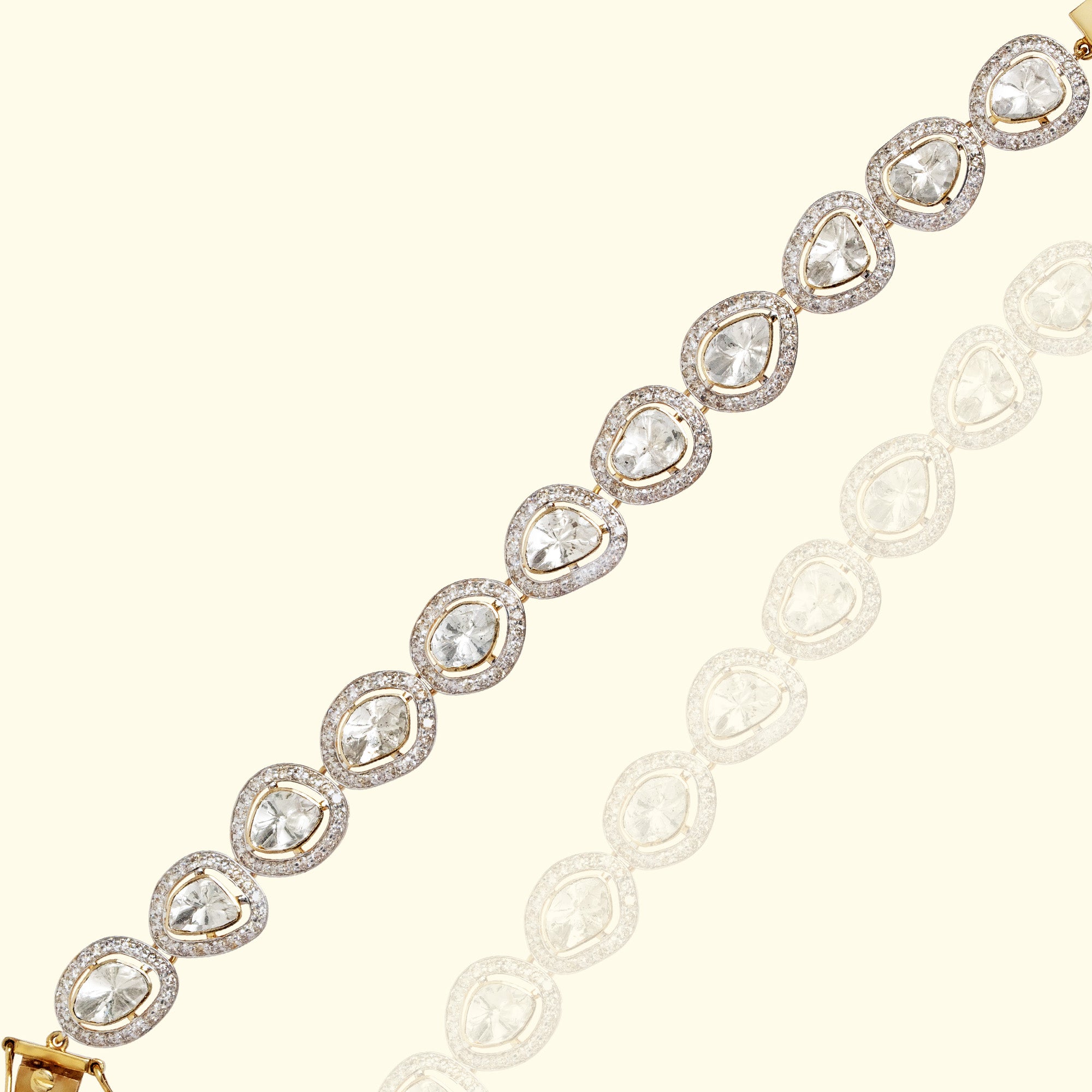 Polki diamond gold bracelet, artisanal handcrafted jewellery for women India