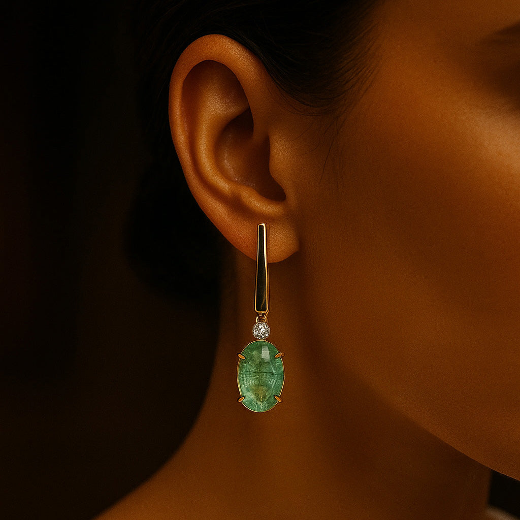 Claire Emerald and Diamond Earrings