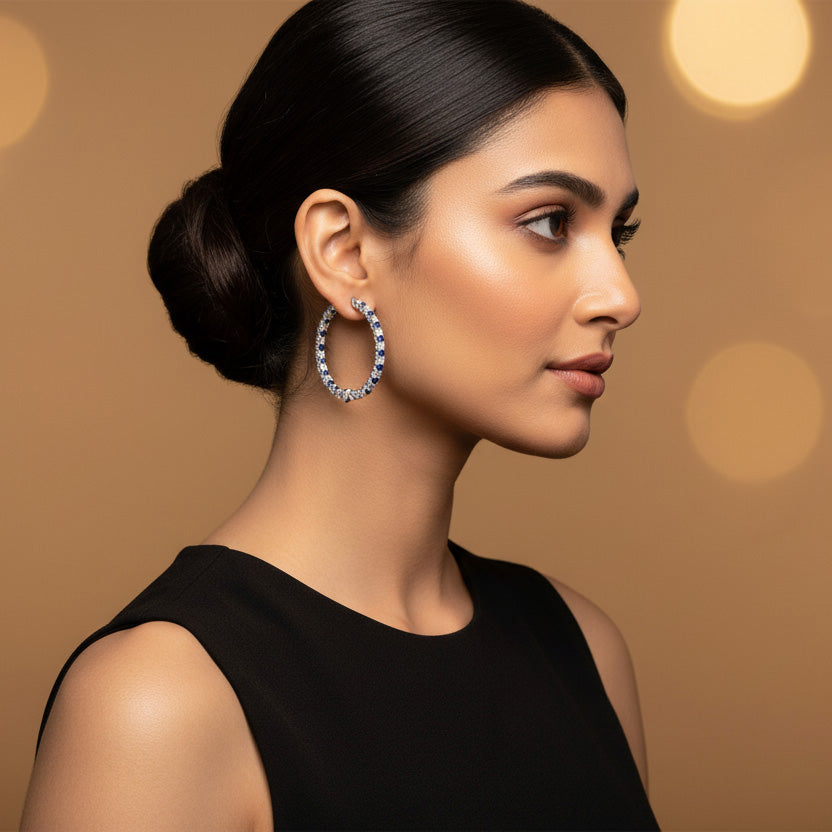 Lily Sapphire and Diamond Hoops