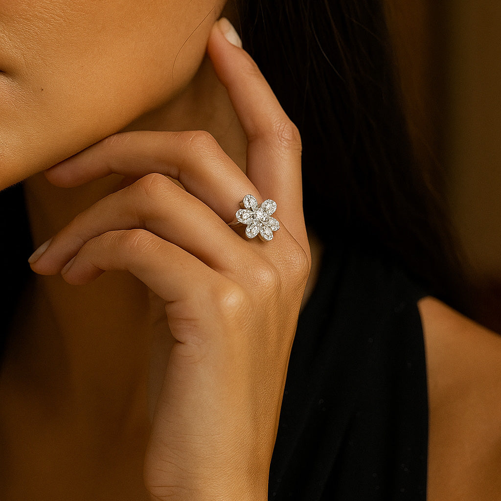 Sophia Floral Rose Cut Diamond Ring