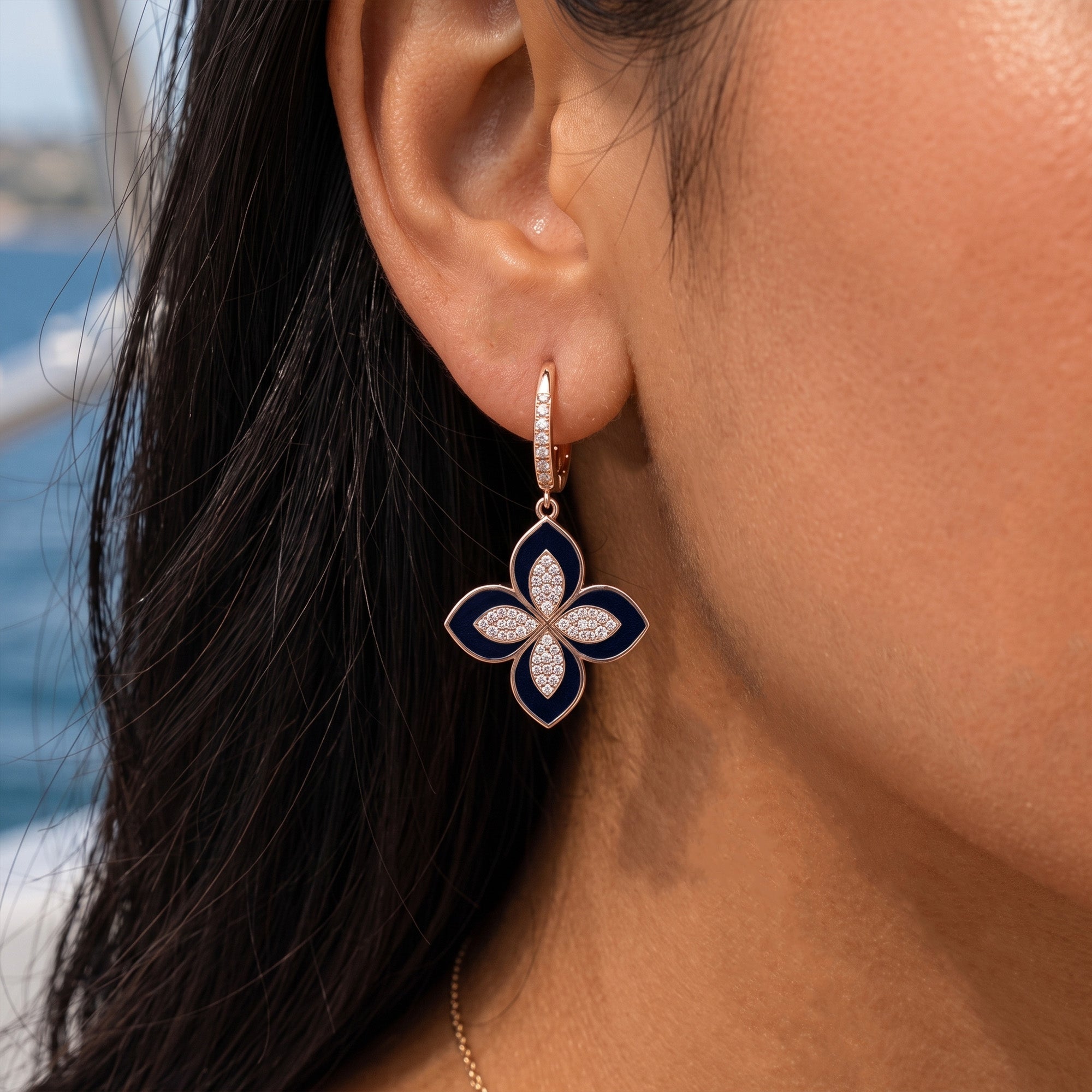 Midnight Blossom Diamond Earrings