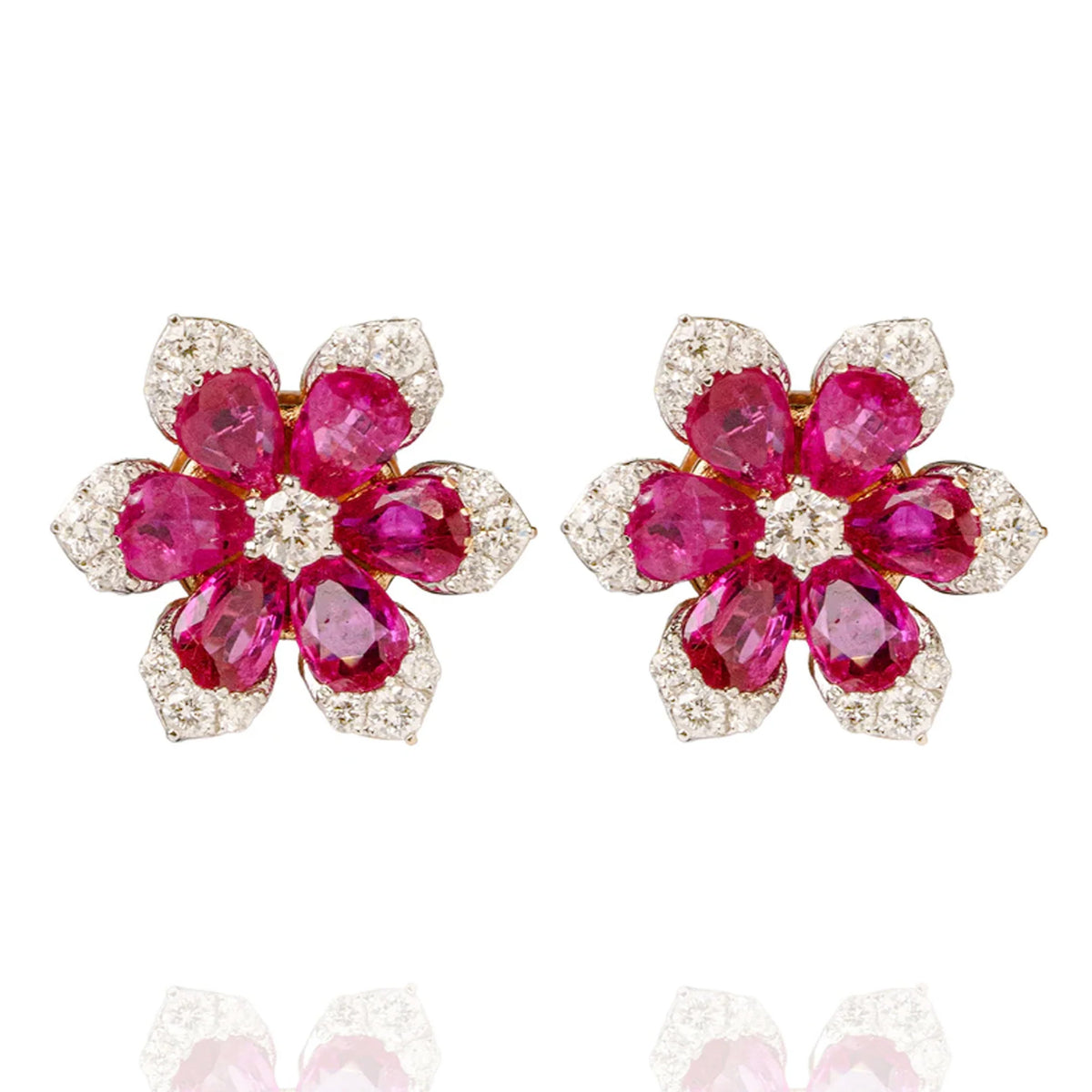 Mini Fiora Diamond Ruby Earrings