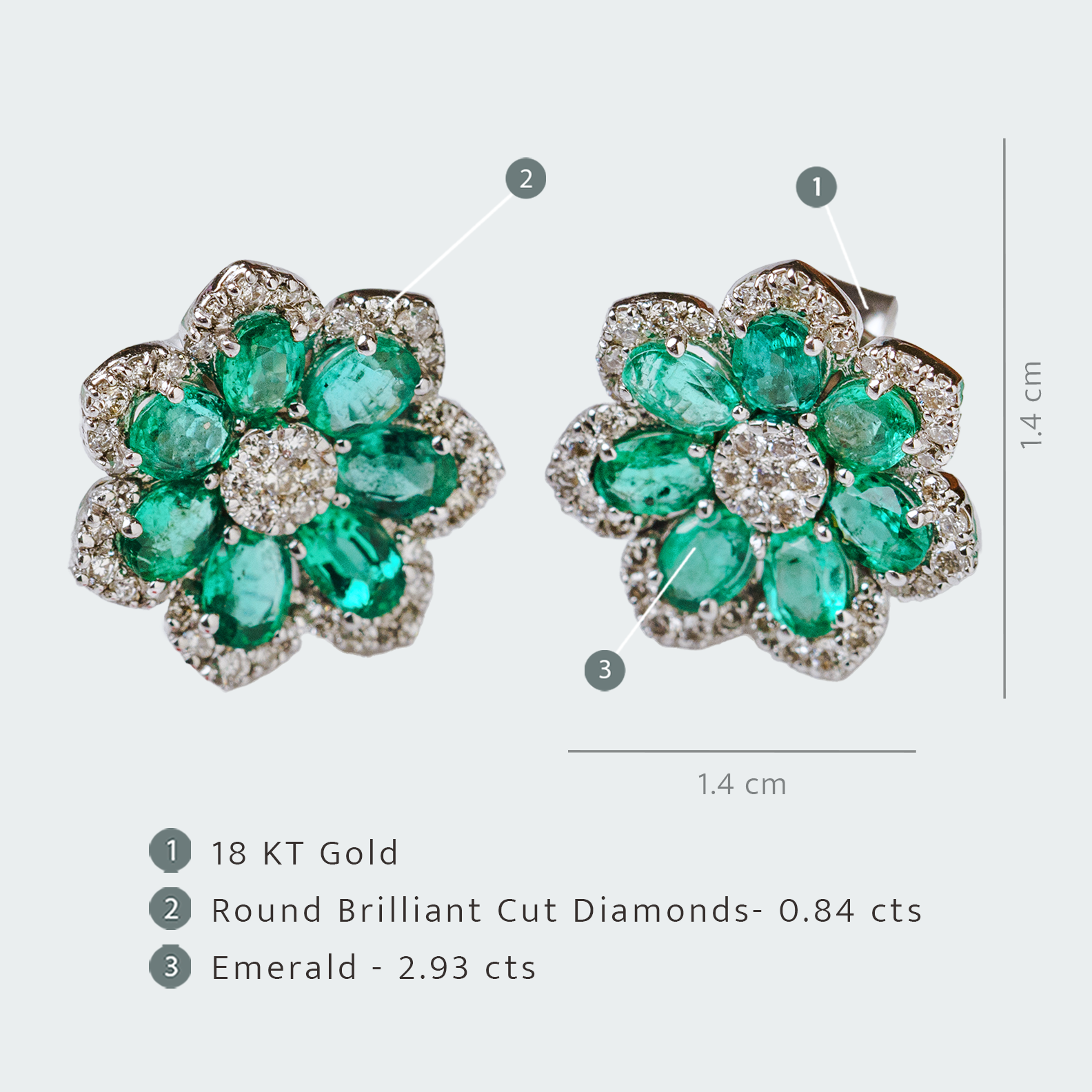 Mini Fiora Emerald Diamond Earrings
