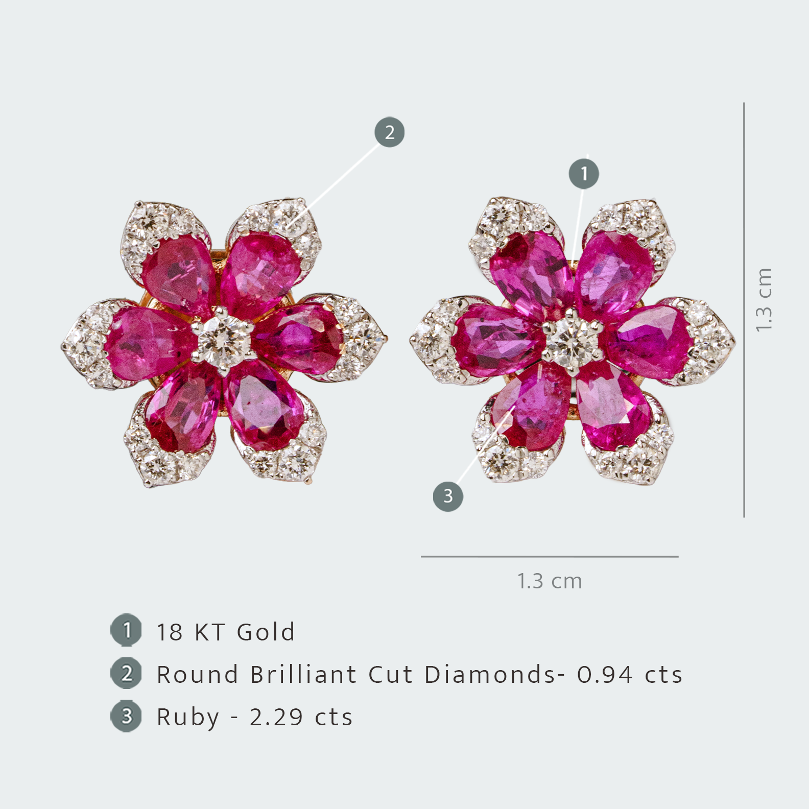 Mini Fiora Ruby Diamond Earrings