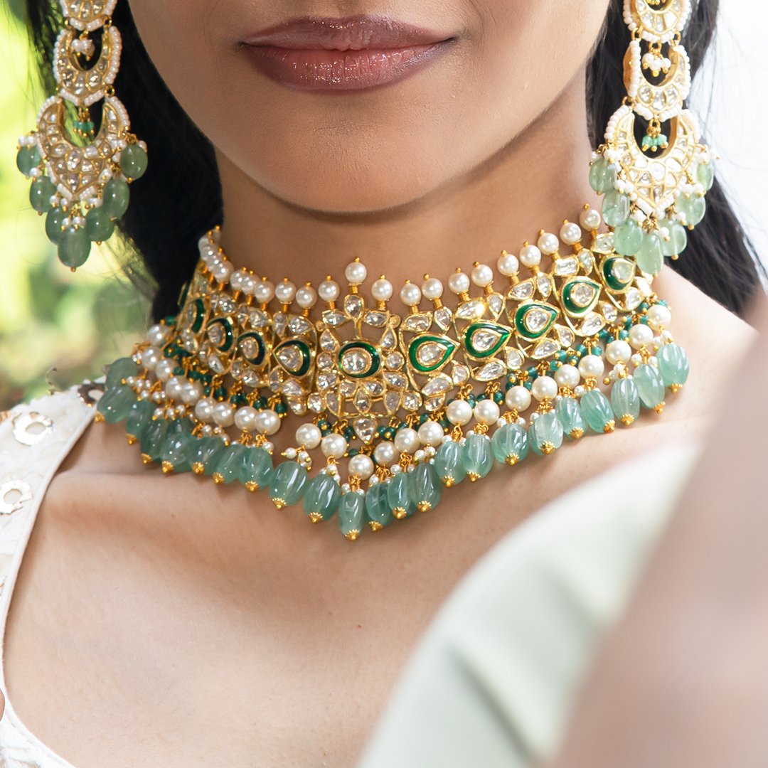 Ruhani Emerald Polki Necklace