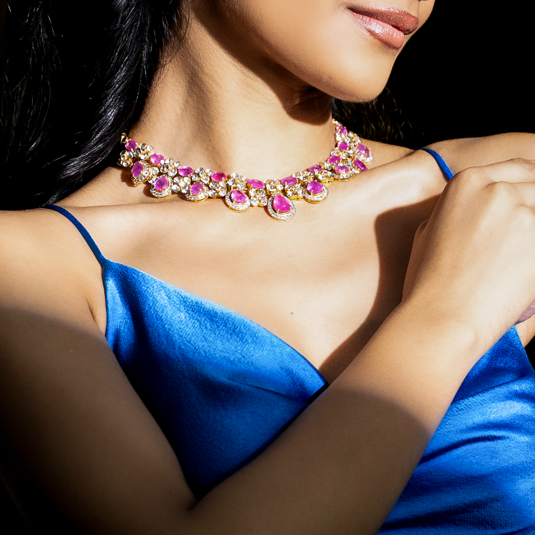 Kerani Pink Sapphire Polki Necklace