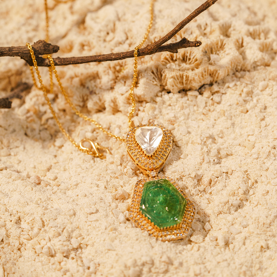Zora Emerald Polki Pendant